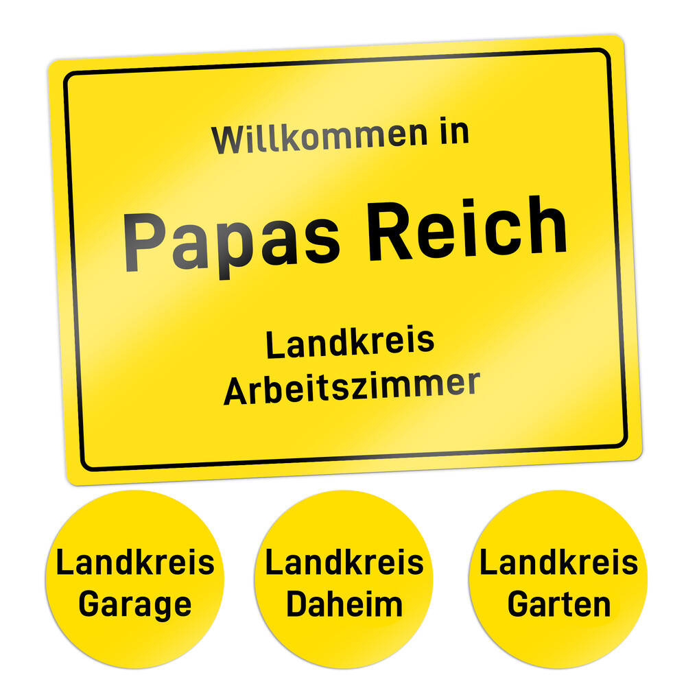 Aluschild - Ort - Papas Reich - Personalisiert