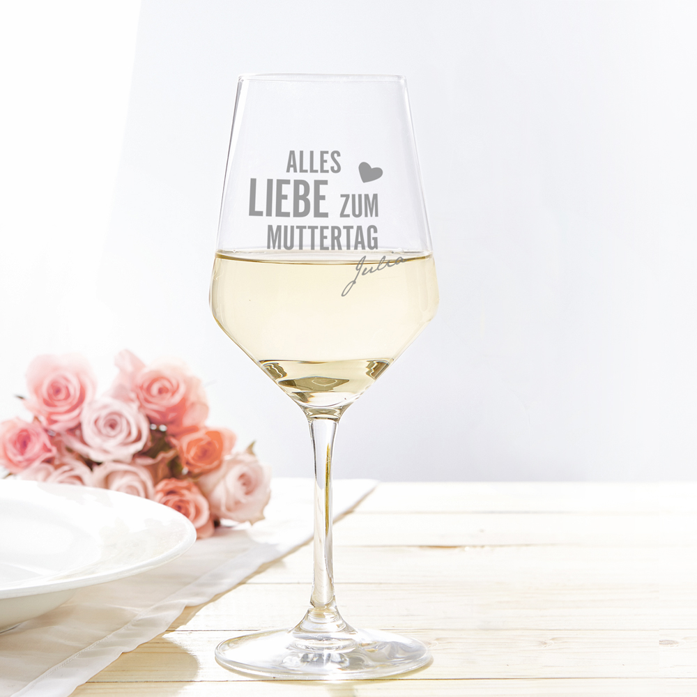 Weißweinglas mit Gravur - Muttertag - Personalisiert
