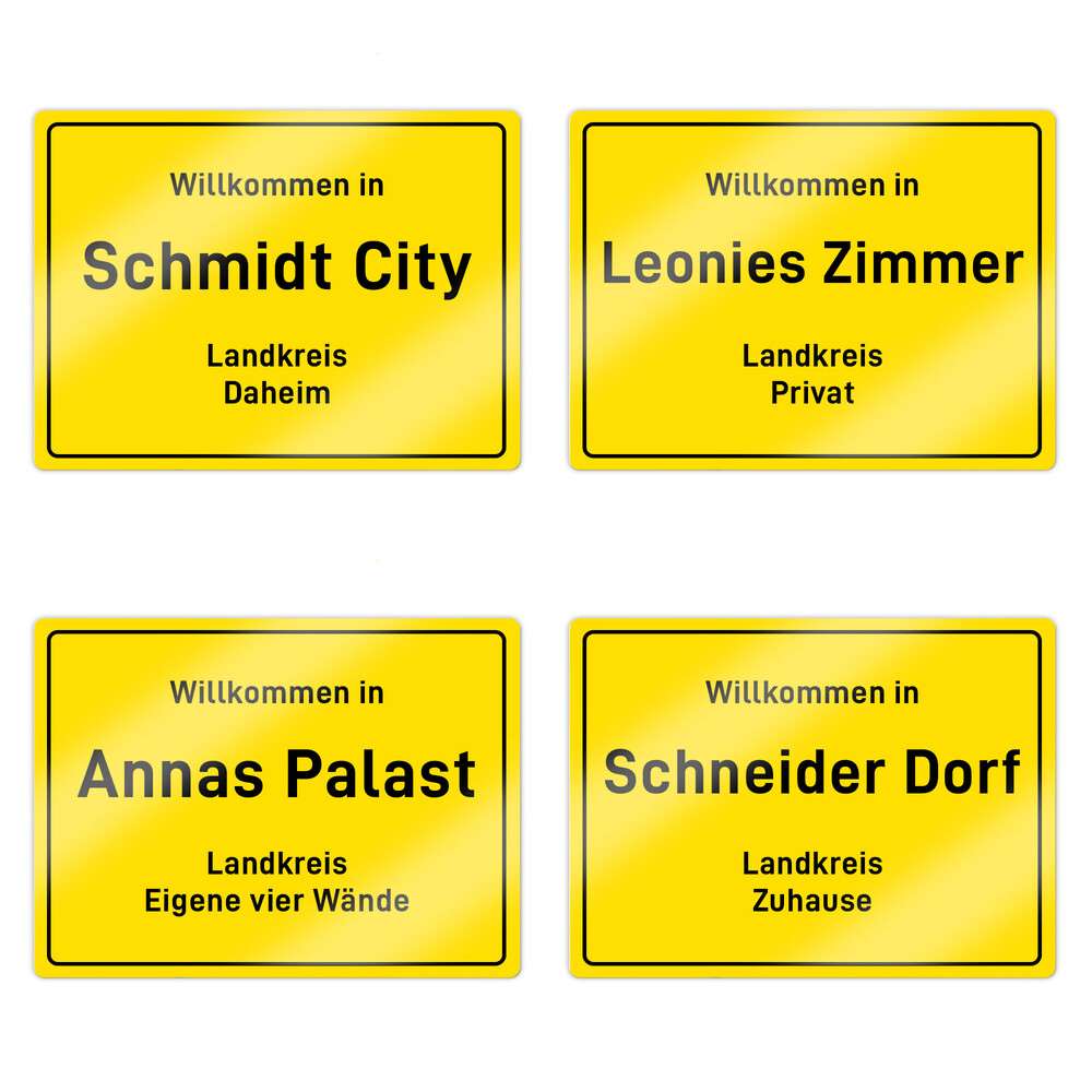 Aluschild - Ort - Landkreis Familie - Personalisiert