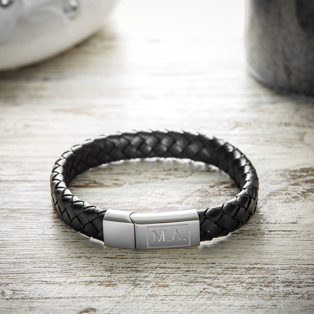Lederarmband mit Gravur für Herren - Initialen