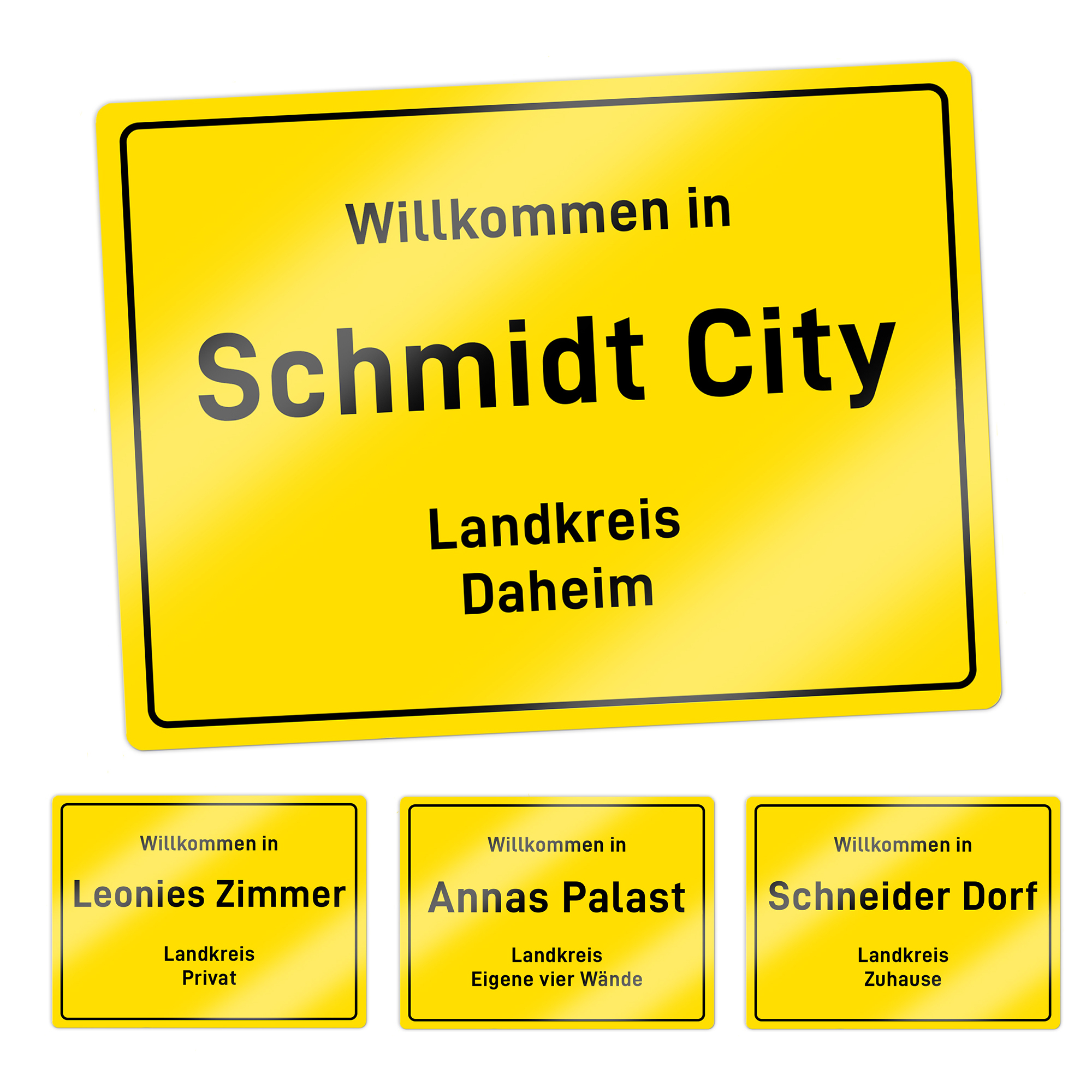 Aluschild - Ort - Landkreis Familie - Personalisiert