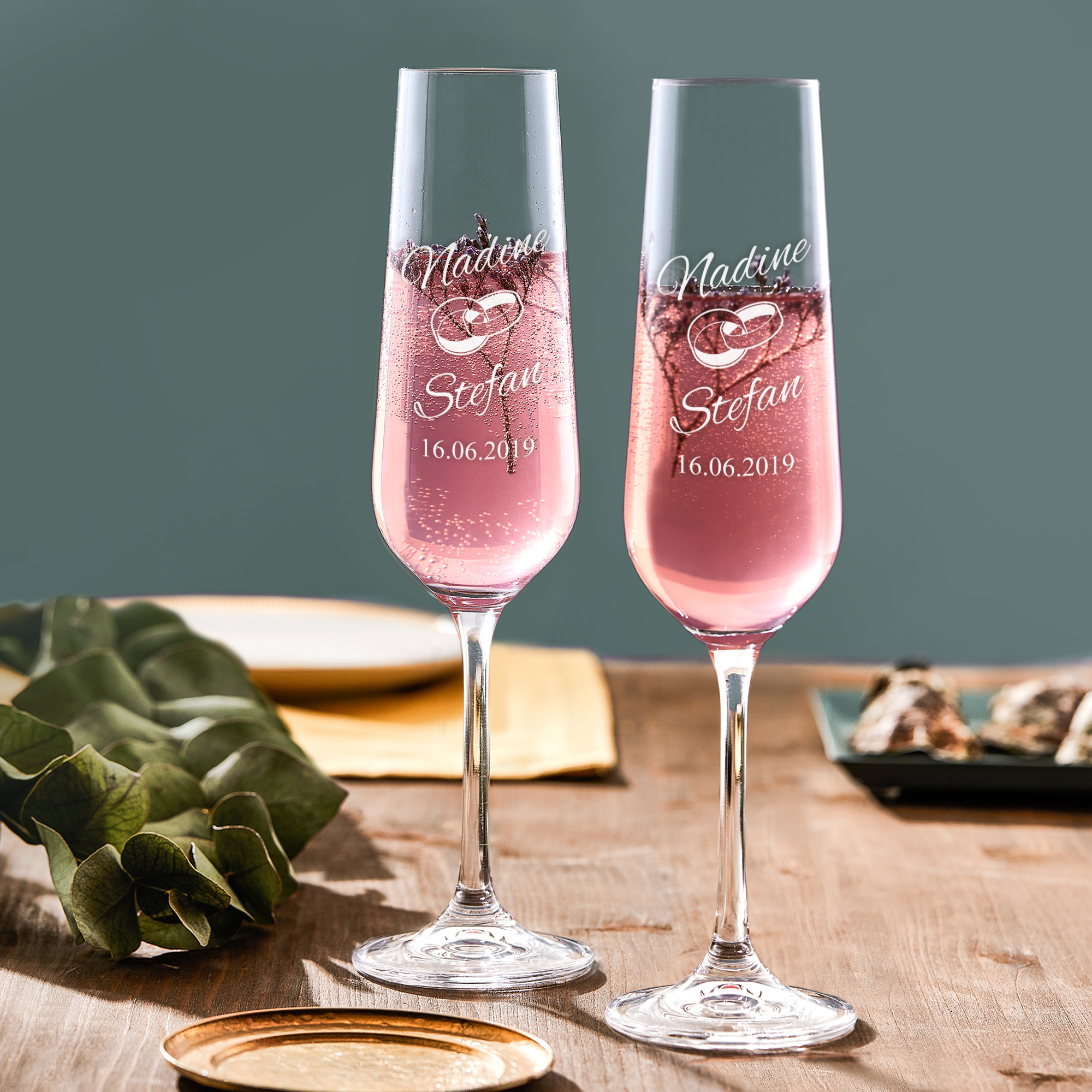 2er Set - Sektglas - Ringe - Personalisiert