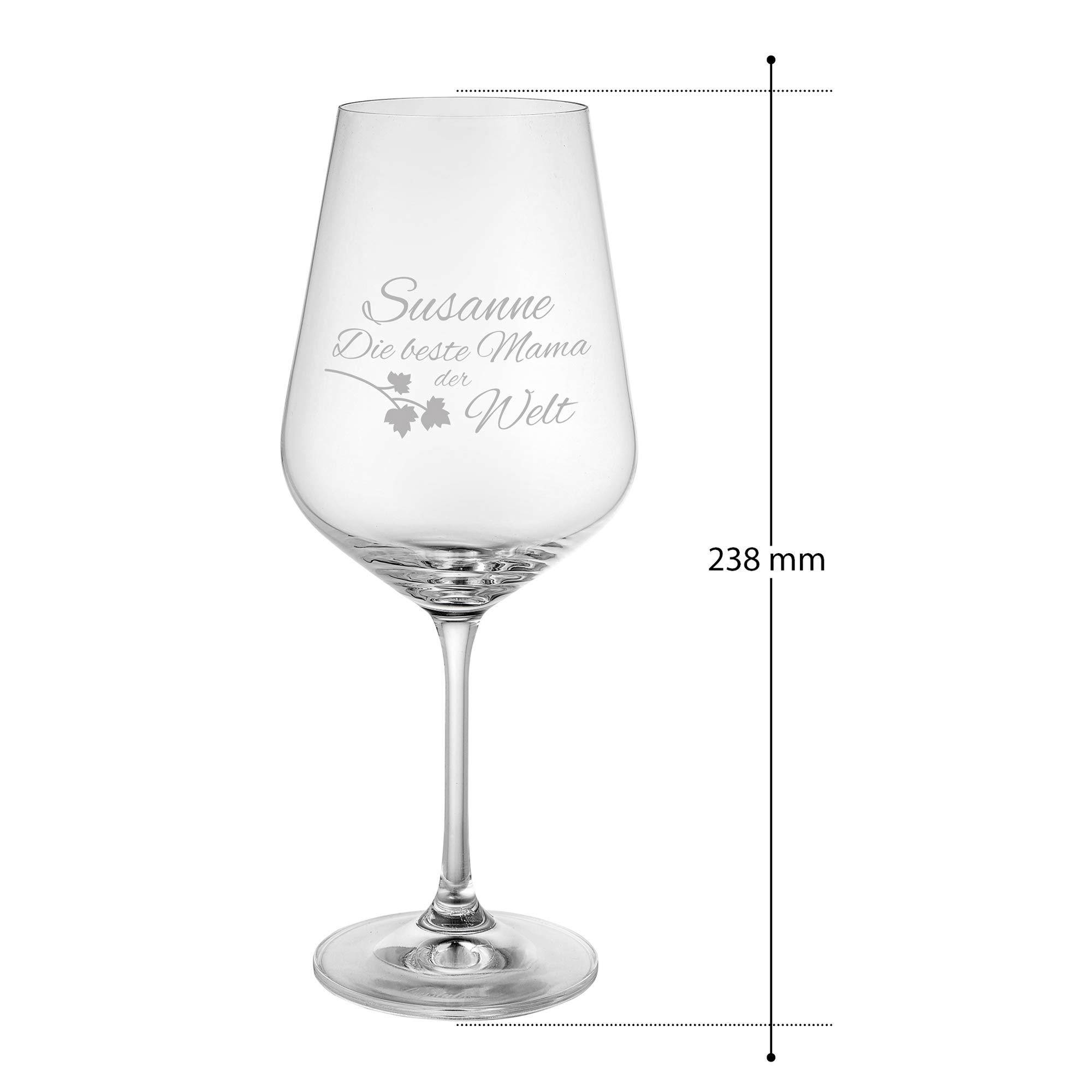 Rotweinglas - Beste Mama - Motiv 3 - Weinblätter - Personalisiert