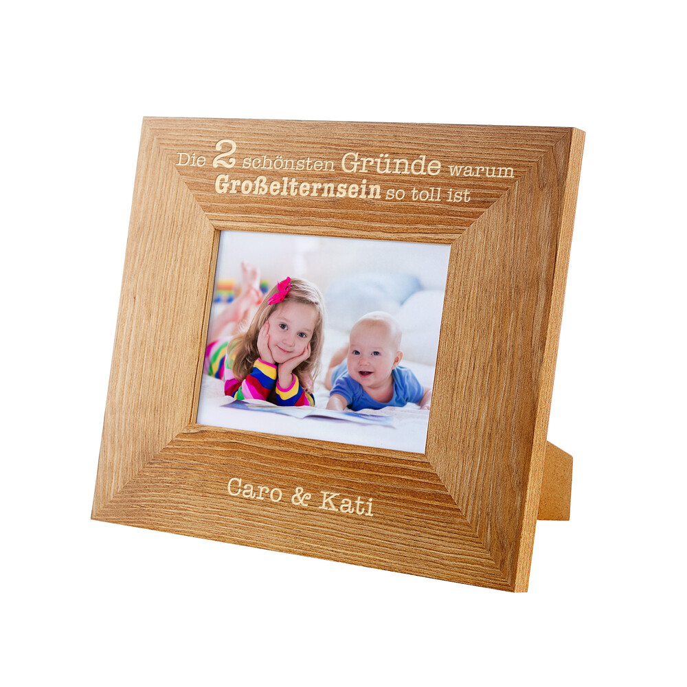 Bilderrahmen aus Holz mit Gravur - Großelternsein - Personalisiert