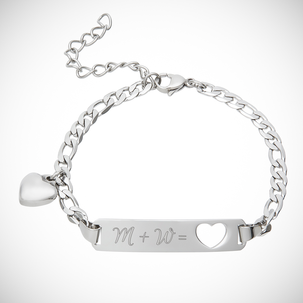 Offizielle allgemeine Versandhandelsseite Armband mit Armband Gravur - - Gravur Initialen - - personalisiert Silber Herz