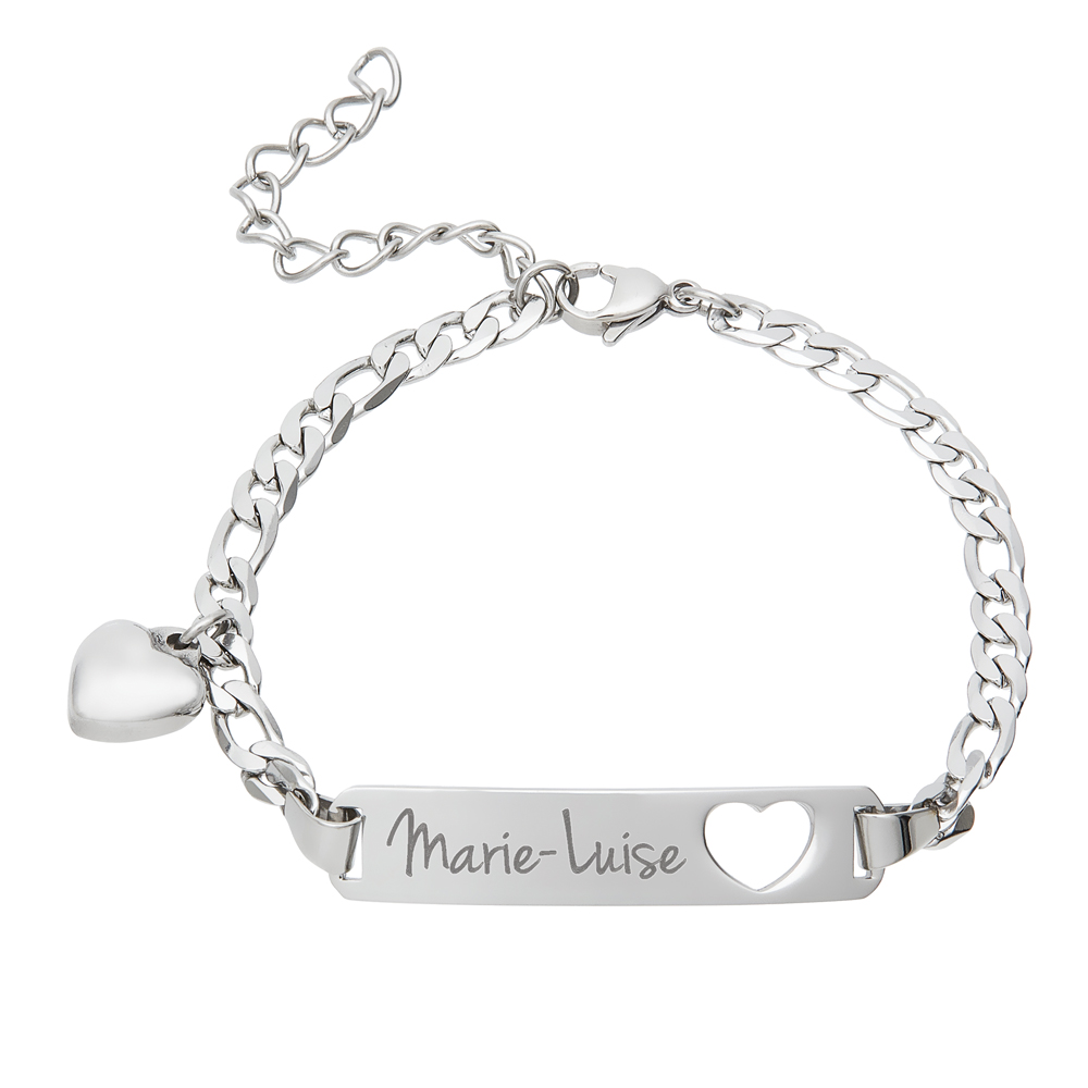 Armband mit Gravur Name - Herz - Silber - personalisiert - Gravur Armband