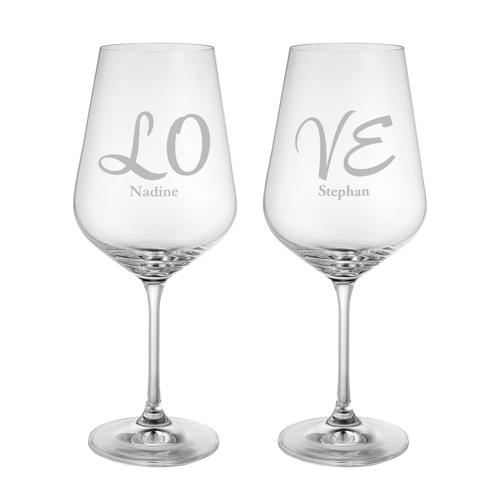 Weinglas mit Gravur Love - Personalisiert - 2er Set