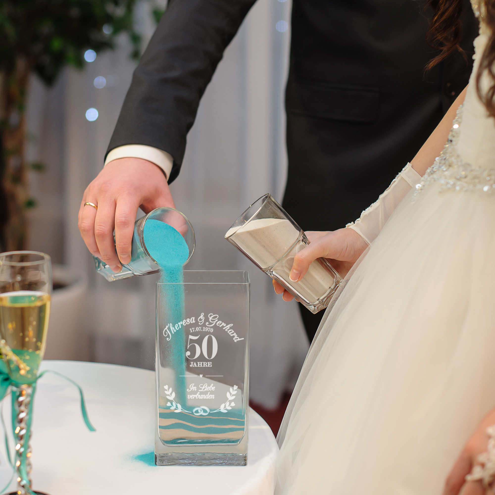 Vase - Eckig - Goldene Hochzeit - Personalisiert