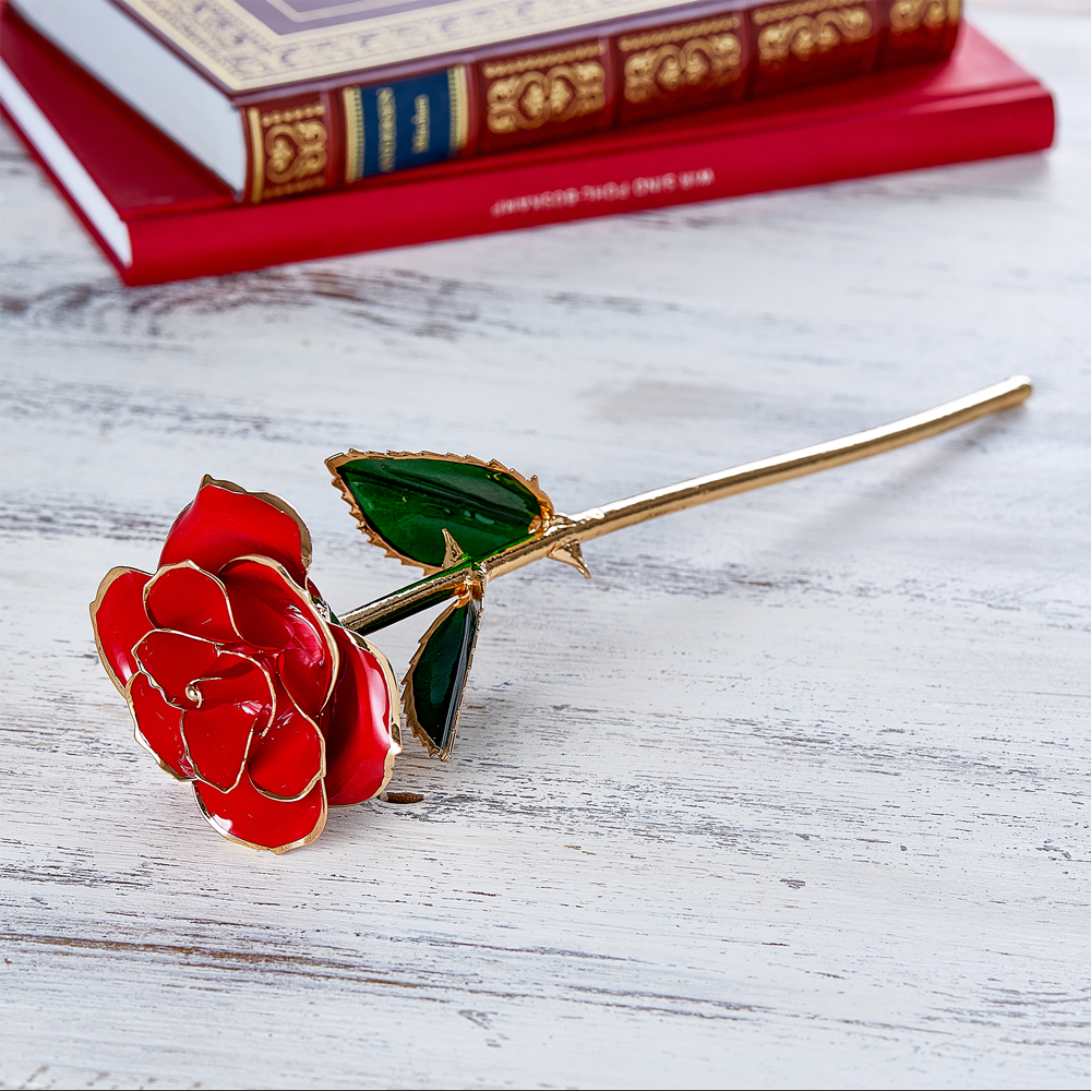 Vergoldete Rose aus Glas mit Gravur - Personalisiert