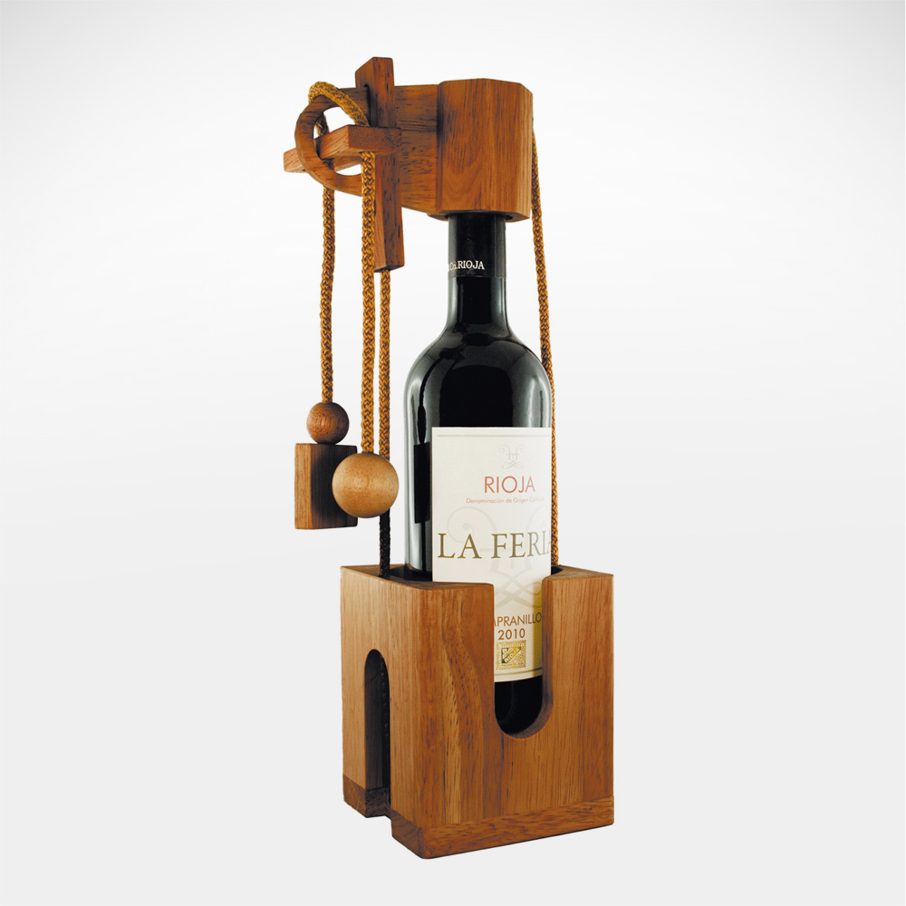 Edelholz Flaschenpuzzle mit Gravur Dunkel