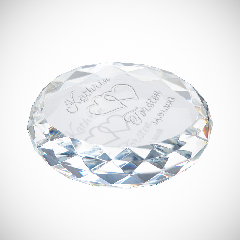 Kristall mit Gravur zur Hochzeit - Personalisiert