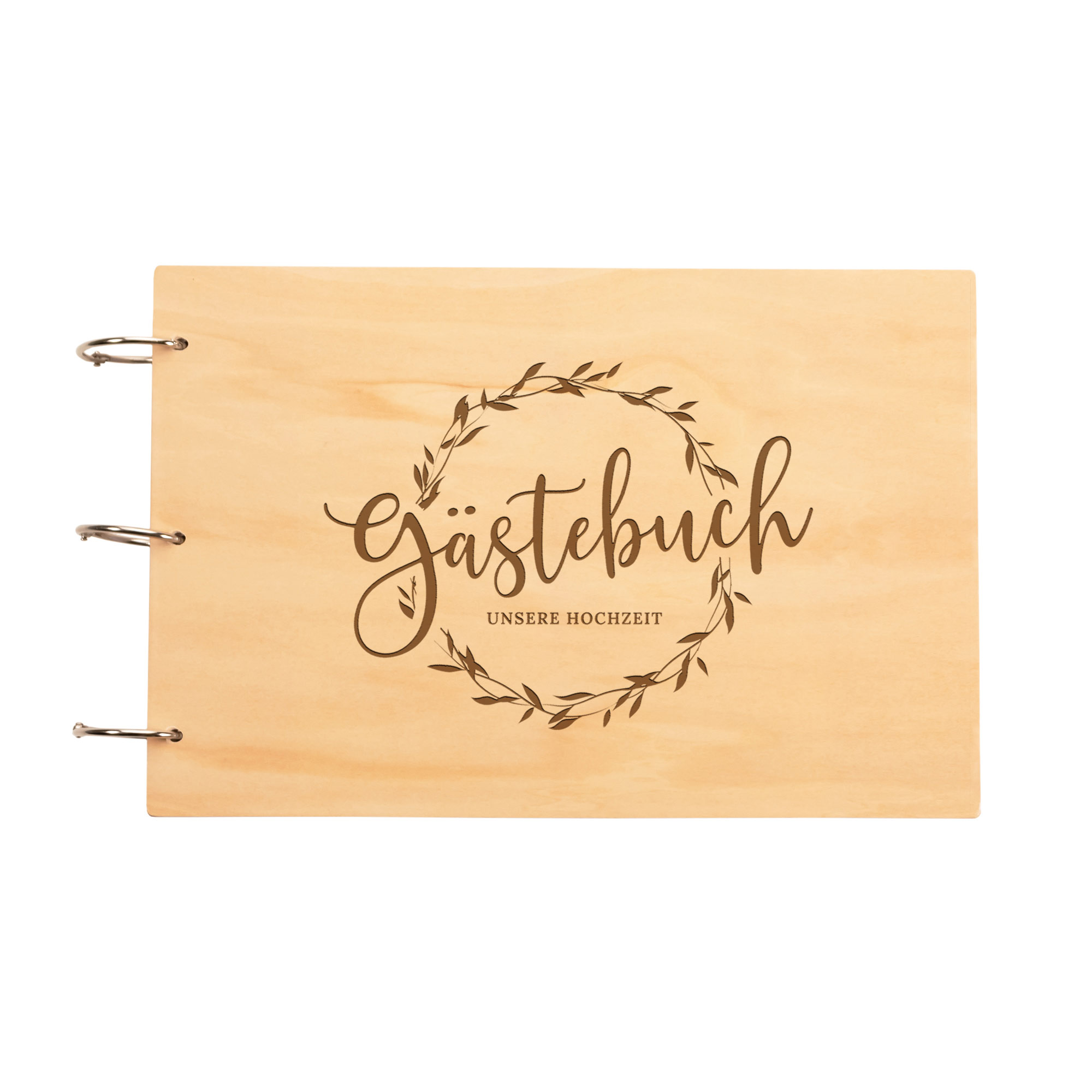 Holz Gästebuch zur Hochzeit mit Gravur - Erinnerungsalbum