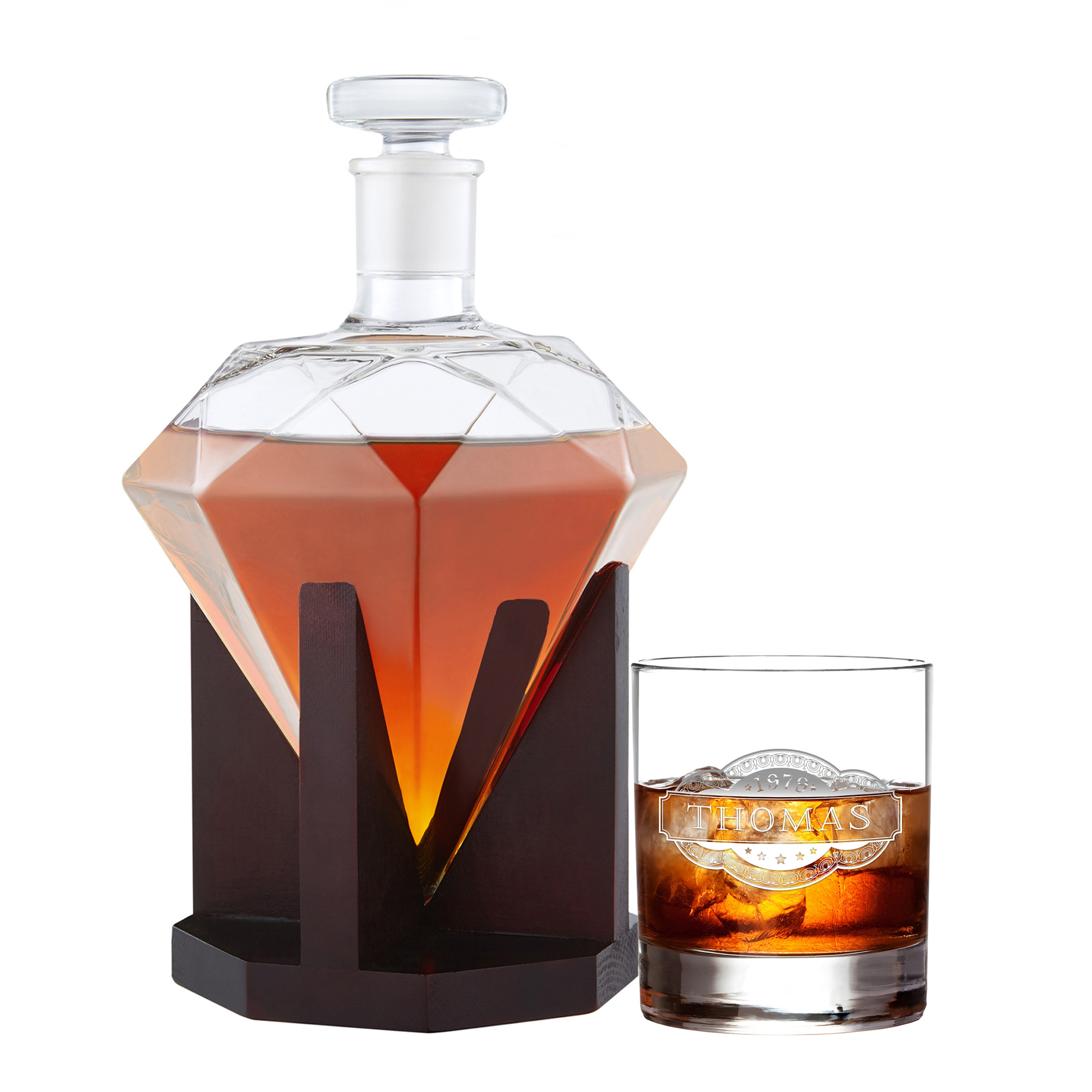 Whiskyset - Karaffe Diamant und Whiskyglas - Banderole