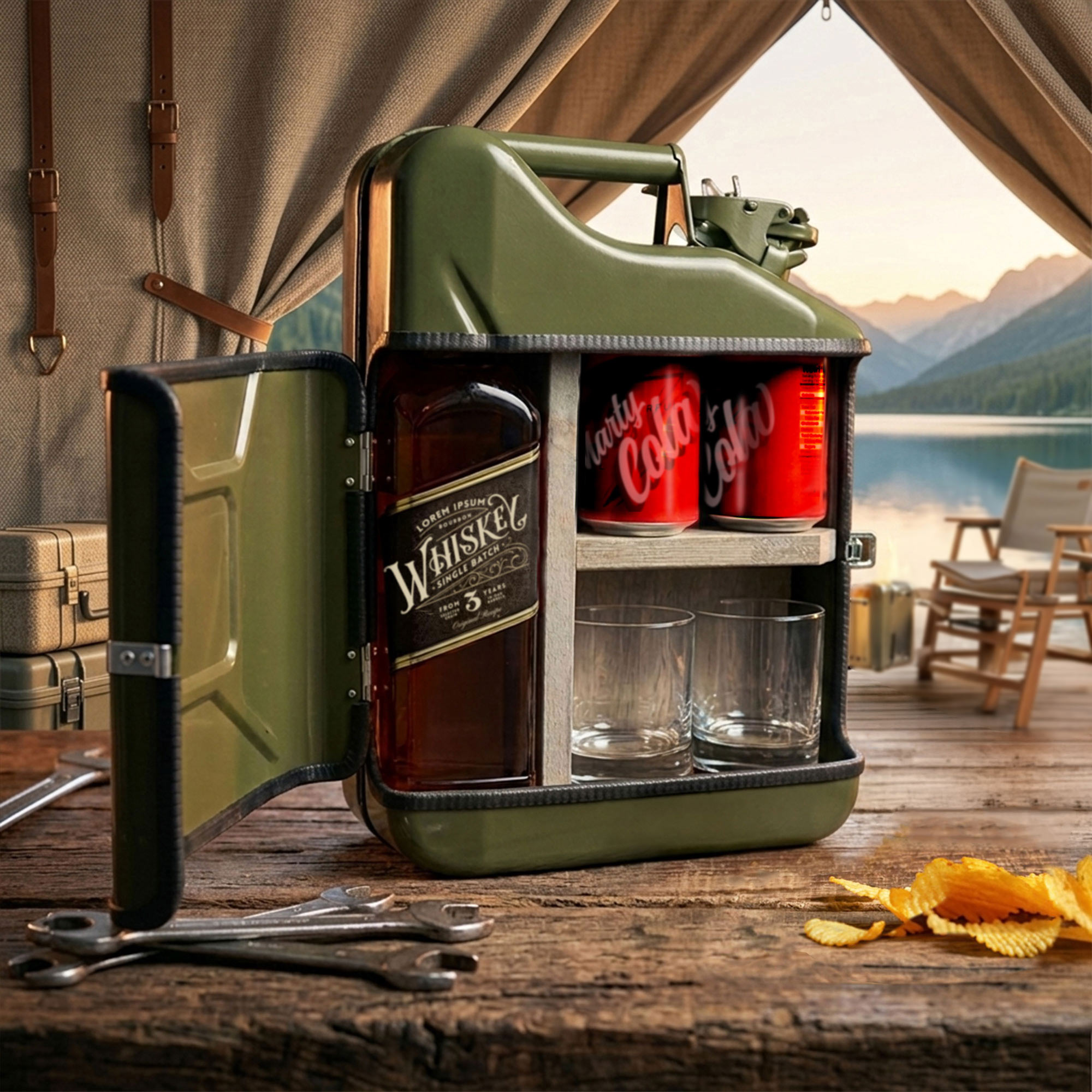 10l Minibar im Kanister Barschrank 3-teilig - grün