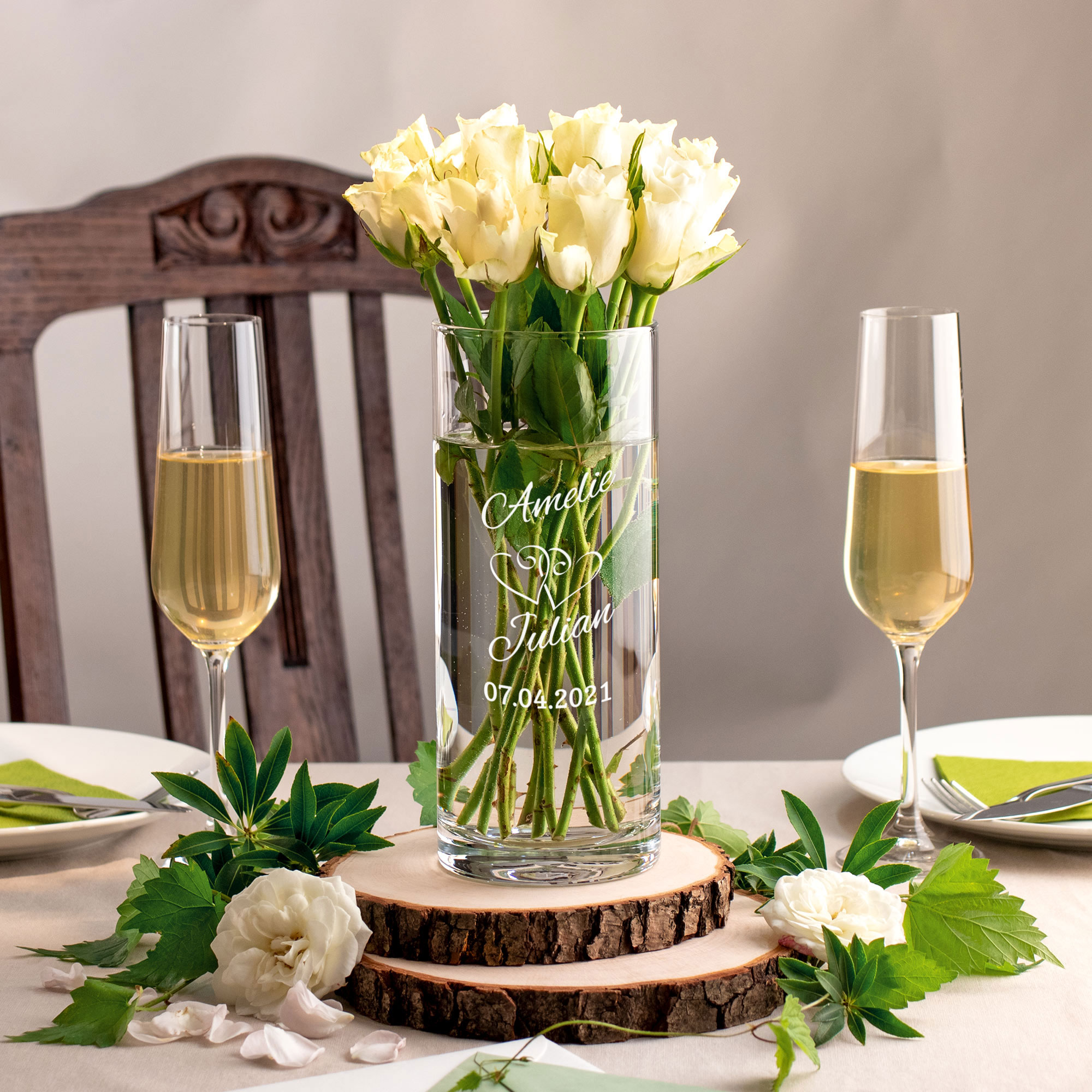Vase - Rund - Herzen - Personalisiert Vase - Rund - Herzen - Personalisiert