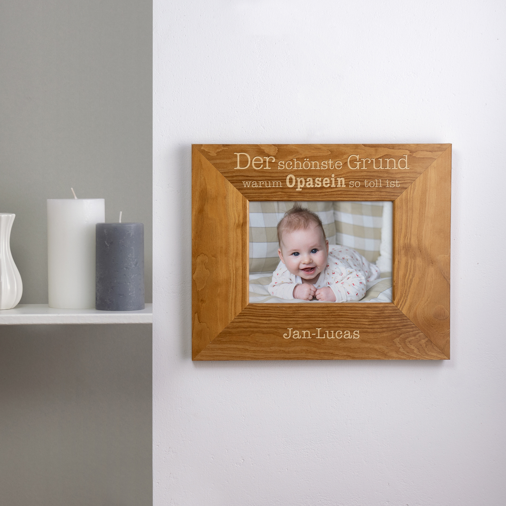 Bilderrahmen aus Holz mit Gravur - Opasein - Personalisiert