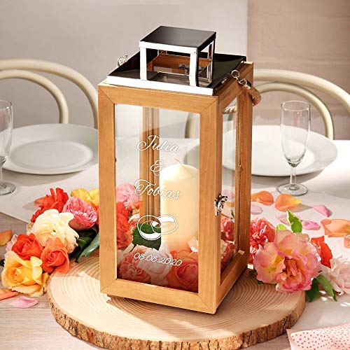Laterne aus Holz zur Hochzeit - Personalisiert