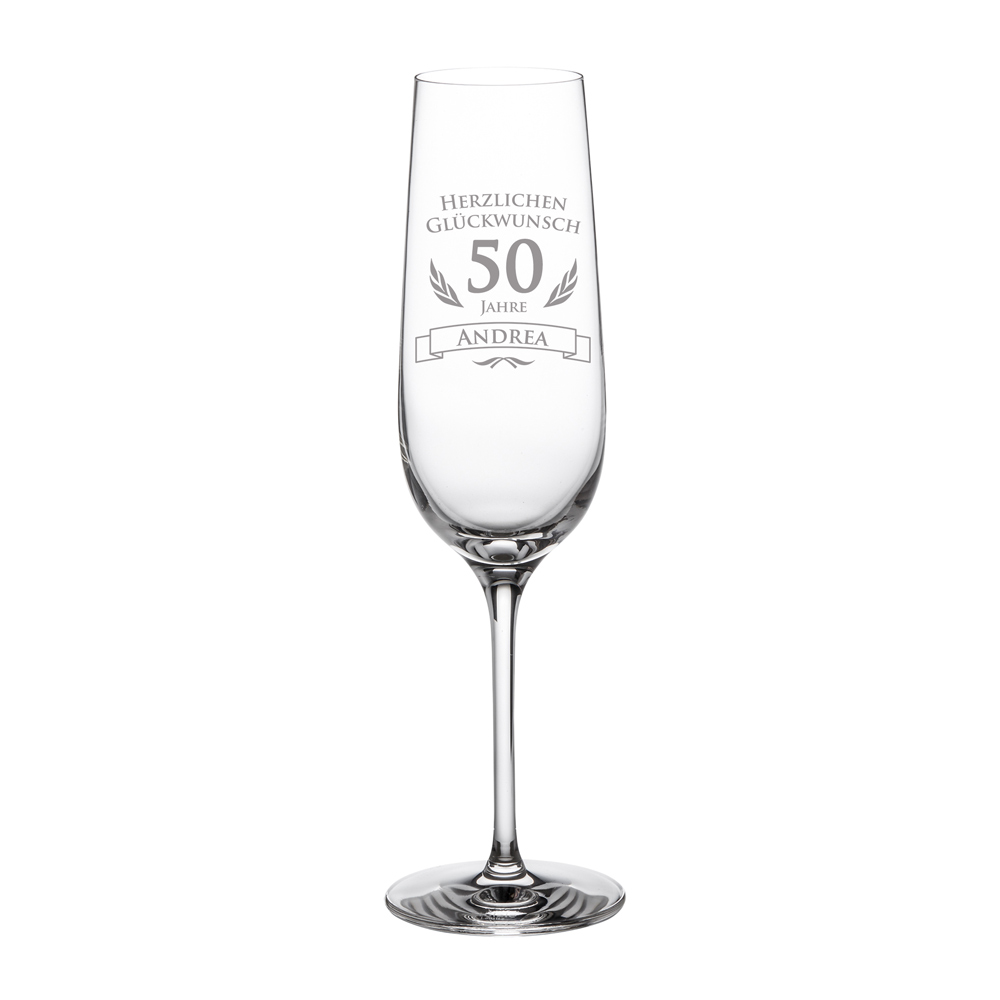 Sektglas zum 50. Geburtstag