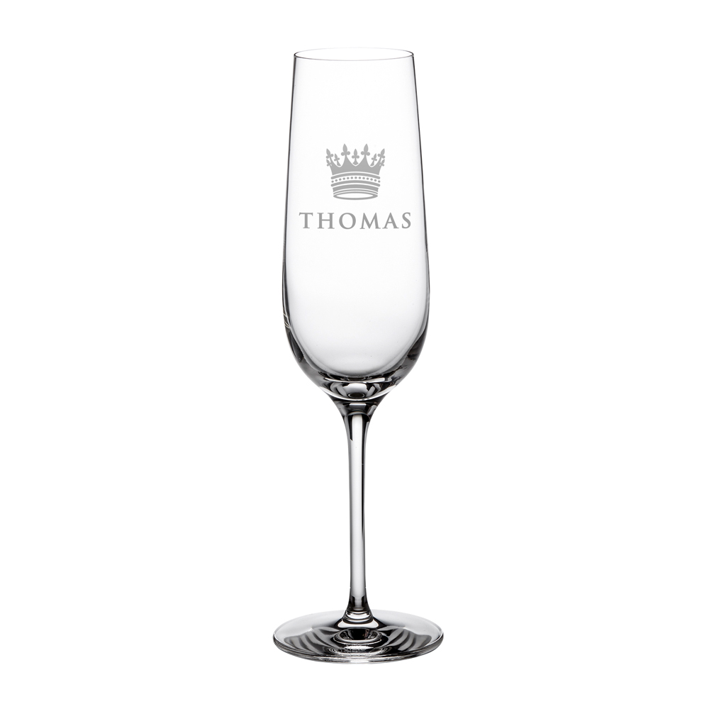 Sektglas mit Gravur Große Krone - Personalisiert