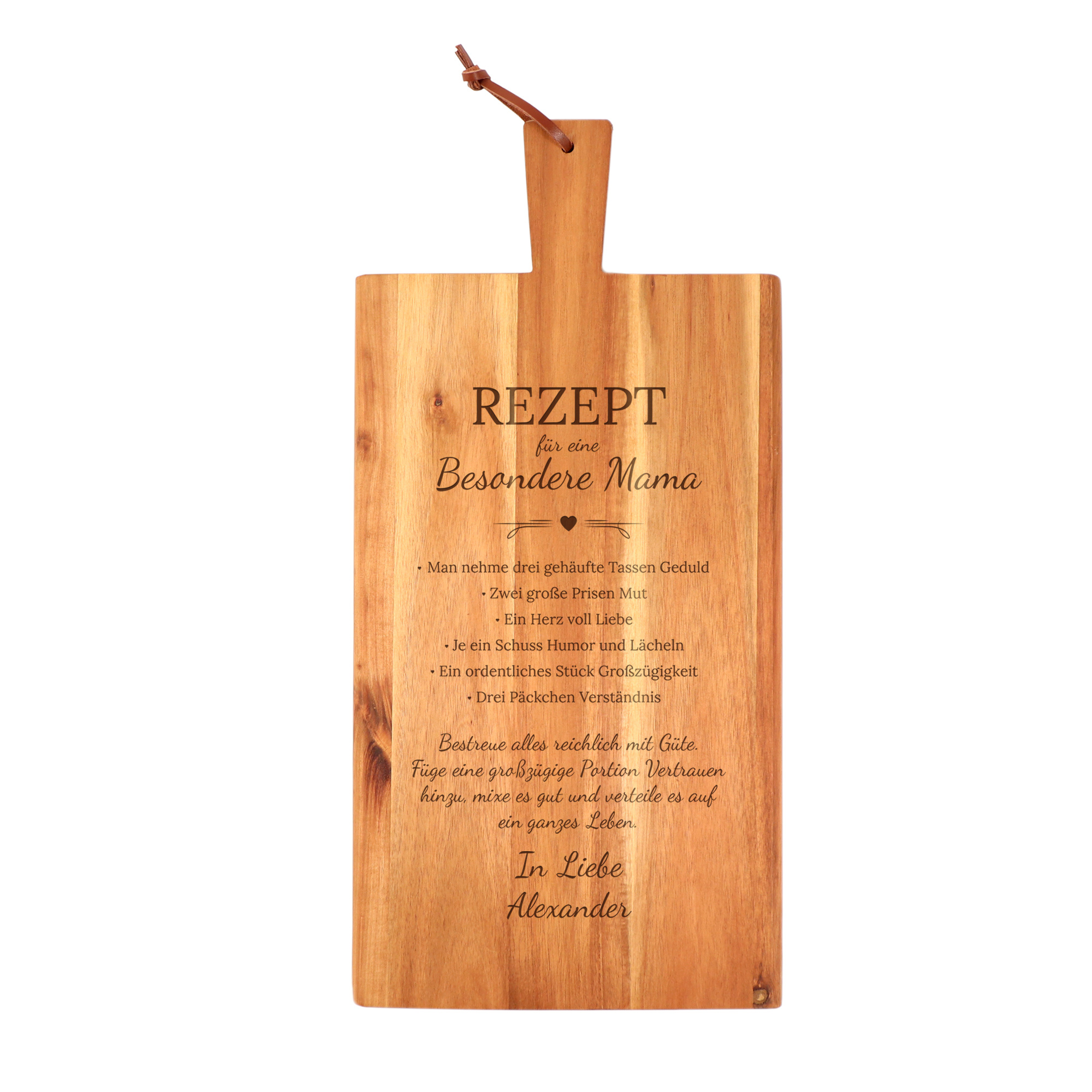 Schneidebrett mit Griff - Rezept Mama Namen - Personalisiert