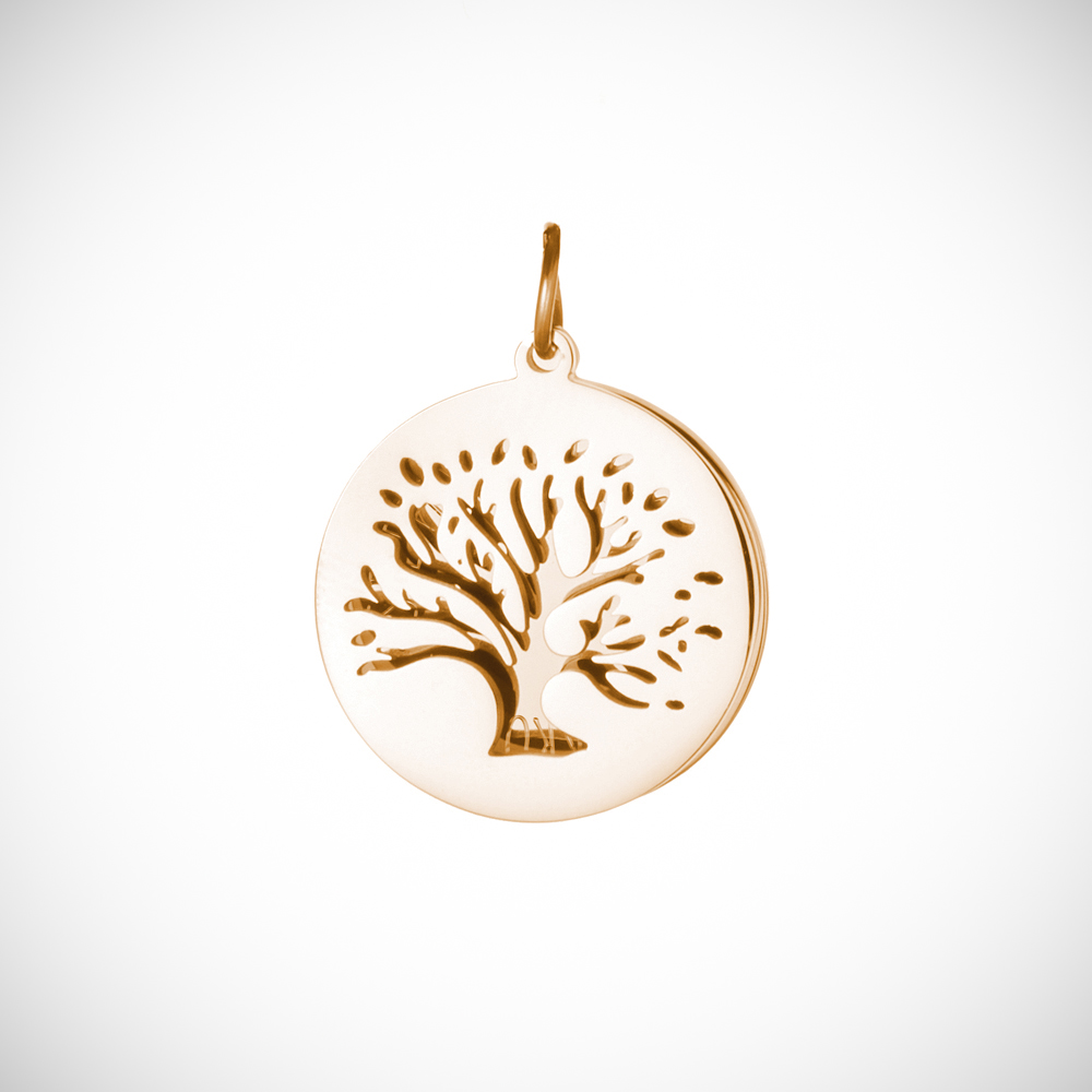 Halskette mit Gravur - Baum und Namen - Gold - Personalisiert