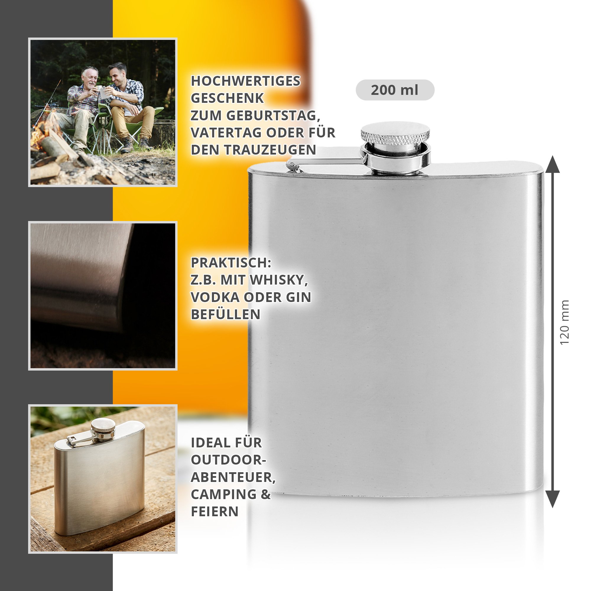 Relaxdays Flachmann 10er Set - 200ml Edelstahl Schnapsbehälter Mit Kunstleder