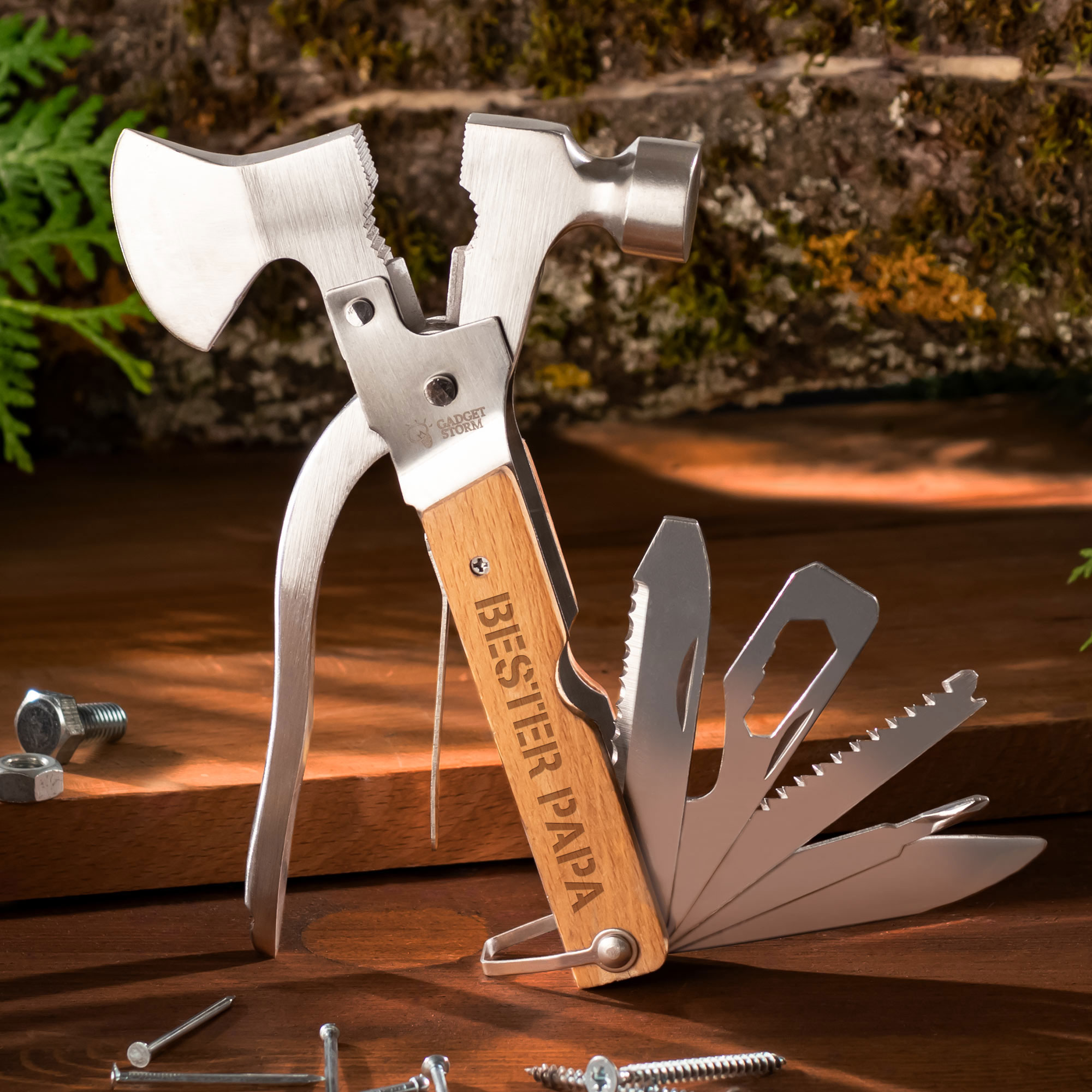 Camping Gadgets 18 in 1 Multifunktionswerkzeug Hammer Axt Geschenke für Männer 