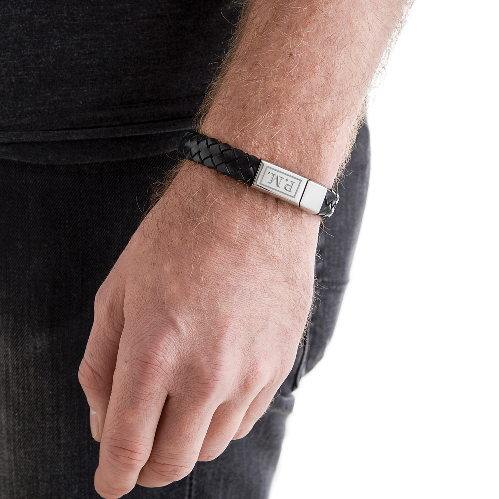 Lederarmband mit Gravur für Herren - Initialen