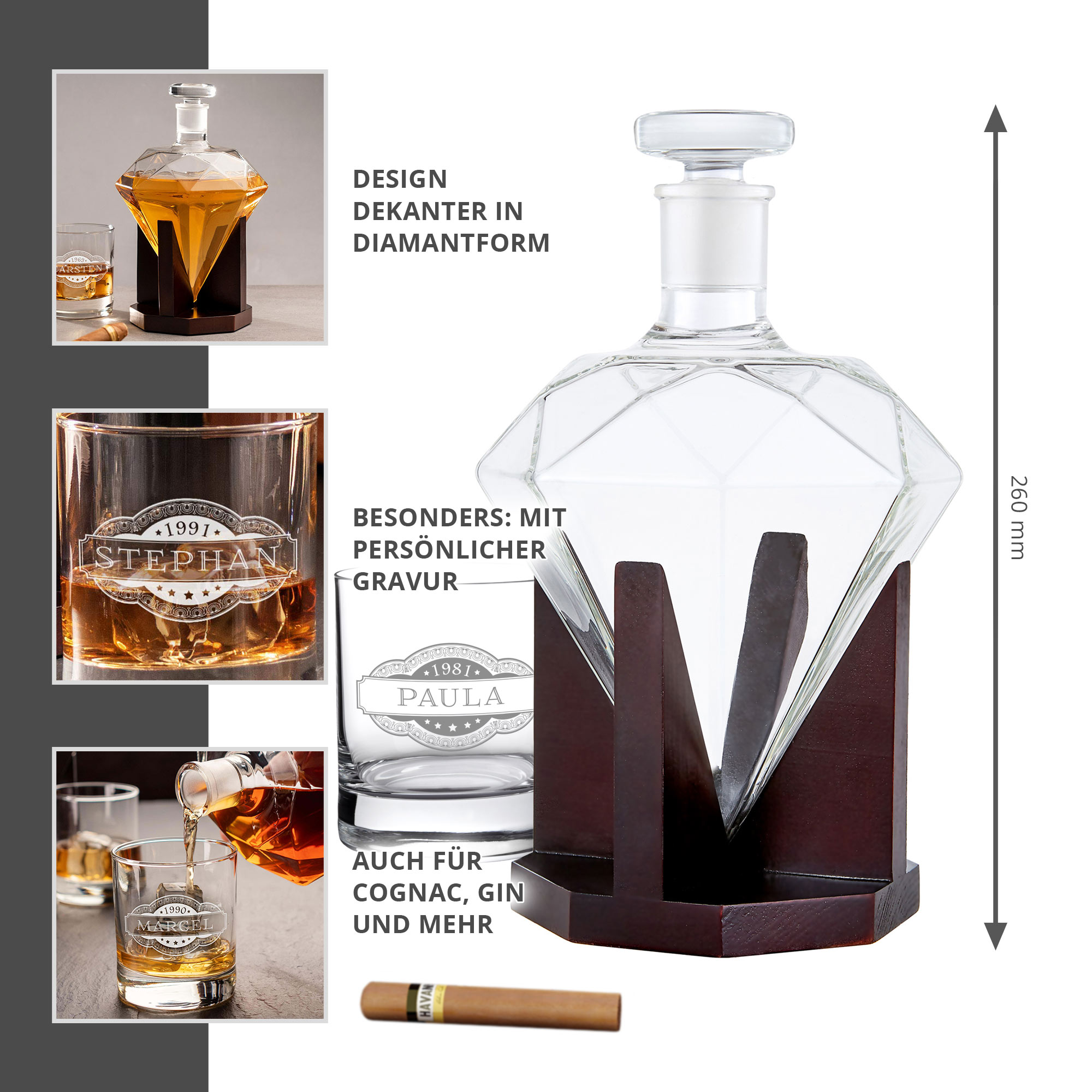 Whiskyset - Karaffe Diamant und Whiskyglas - Banderole