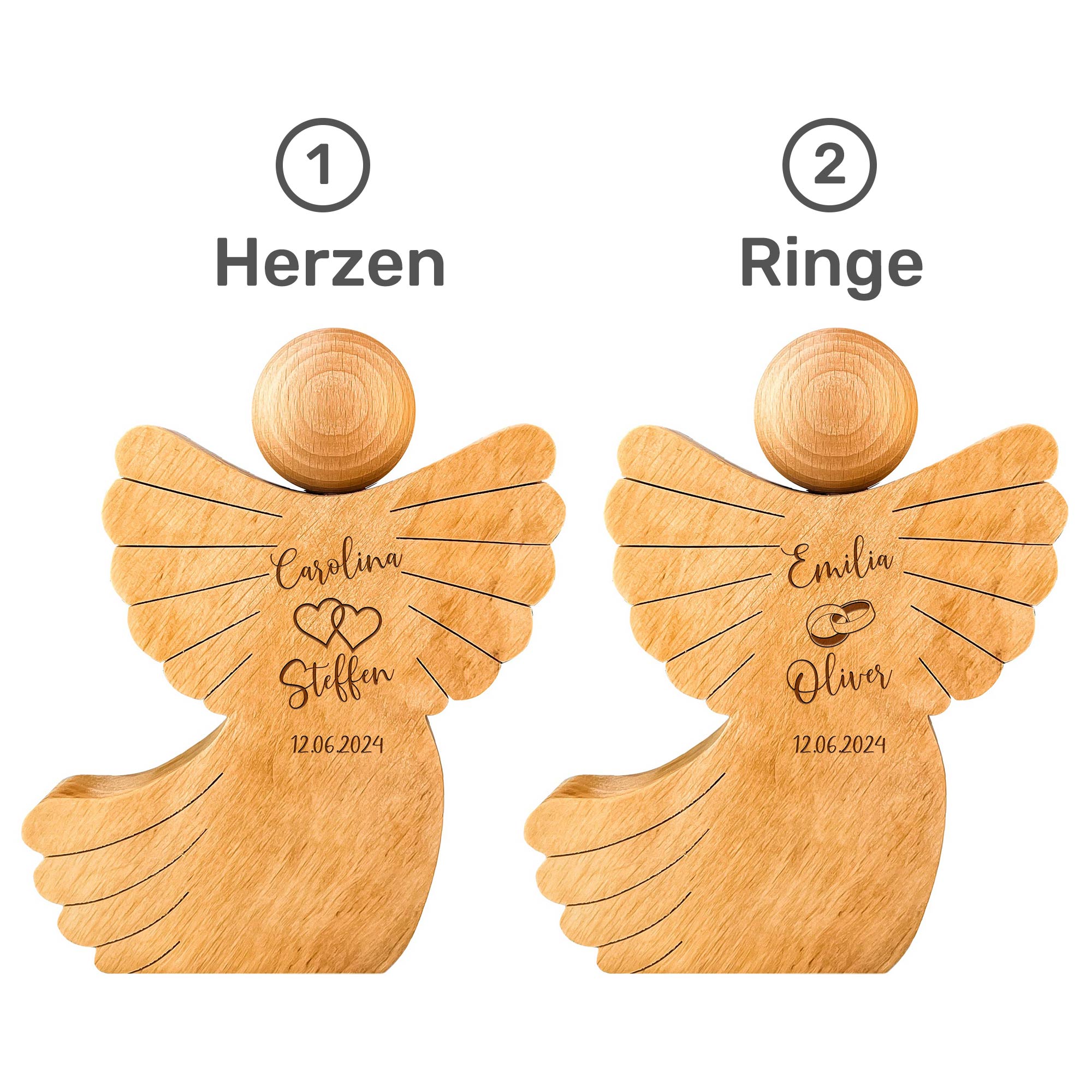 Engel aus Holz mit Schweif - Schutzengel mit Namen