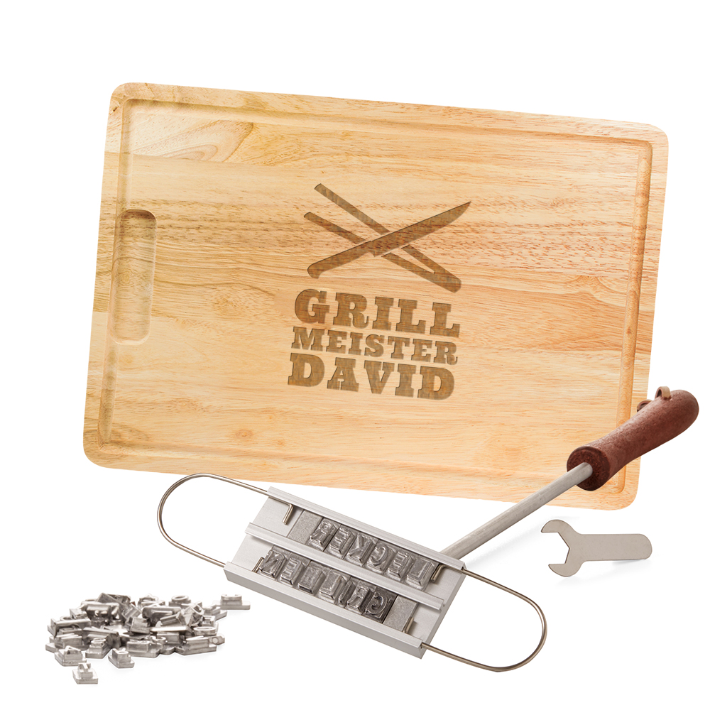 Grillset Grillbrandeisen und Schneidebrett - Grillmeister Besteck