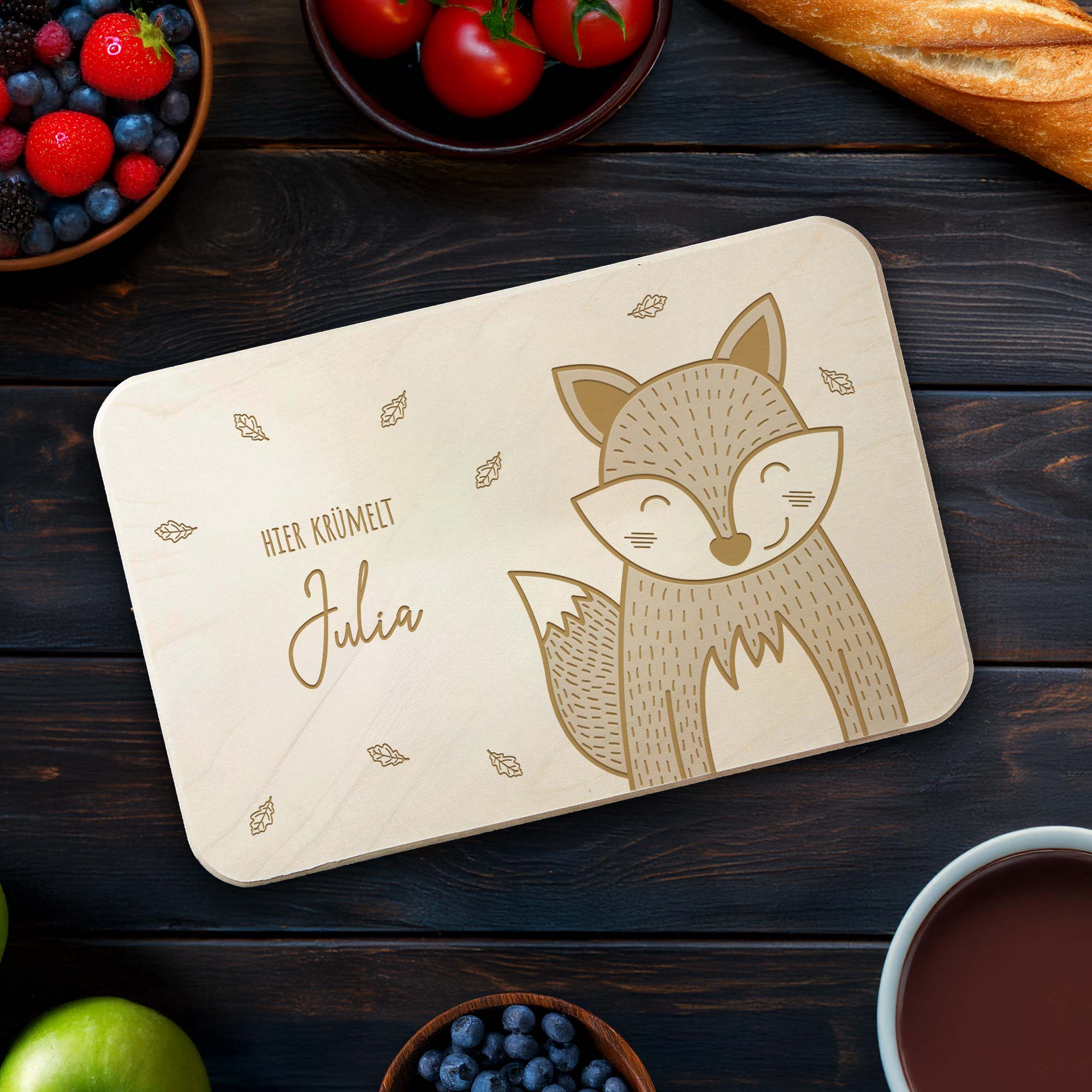 Frühstücksbrettchen mit Gravur - Fuchs