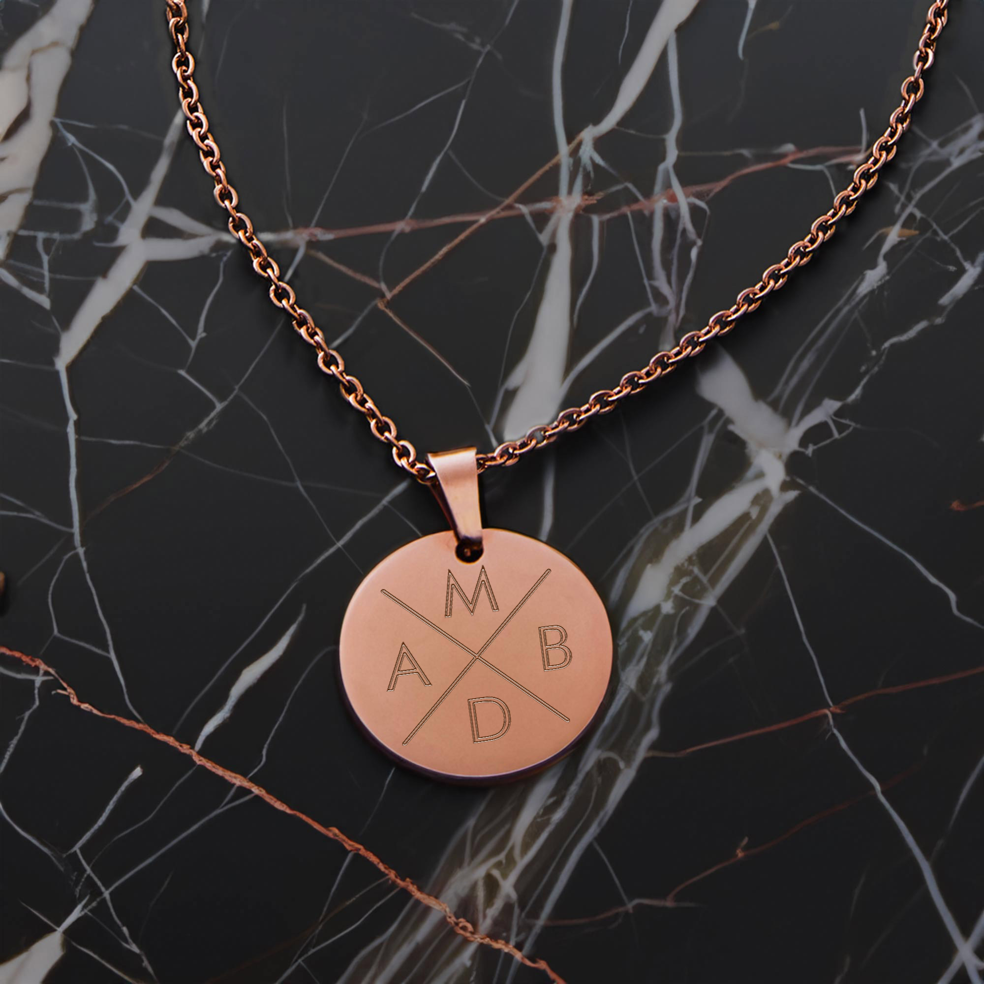 Kette mit Gravur - Rosegold Anhänger mit Initialen