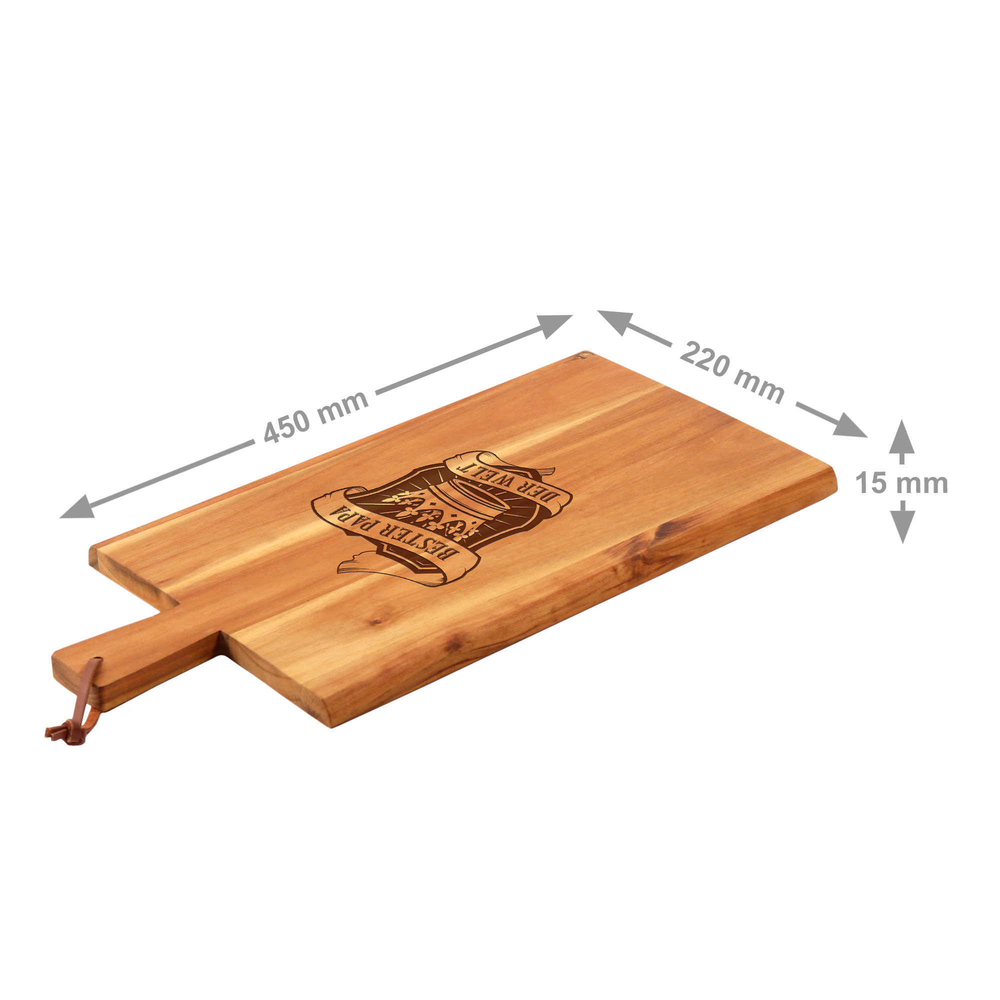 Holz Schneidebrett mit Griff, Holzbrett mit Gravur Bester Papa als Servierbrett, Küchenbrett als Vatertagsgeschenk, graviertes Grillbrett für Vater