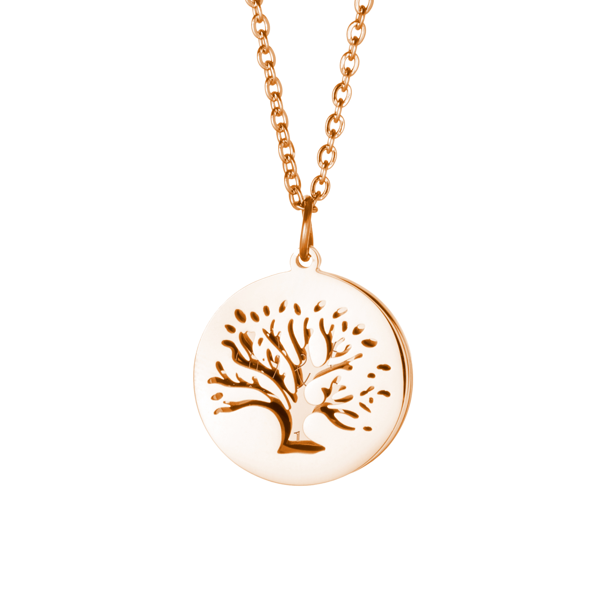 Halskette mit Gravur in Gold - Baum mit Initialen
