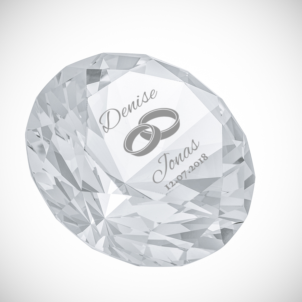 Diamant Kristall mit Gravur zur Hochzeit - Personalisiert