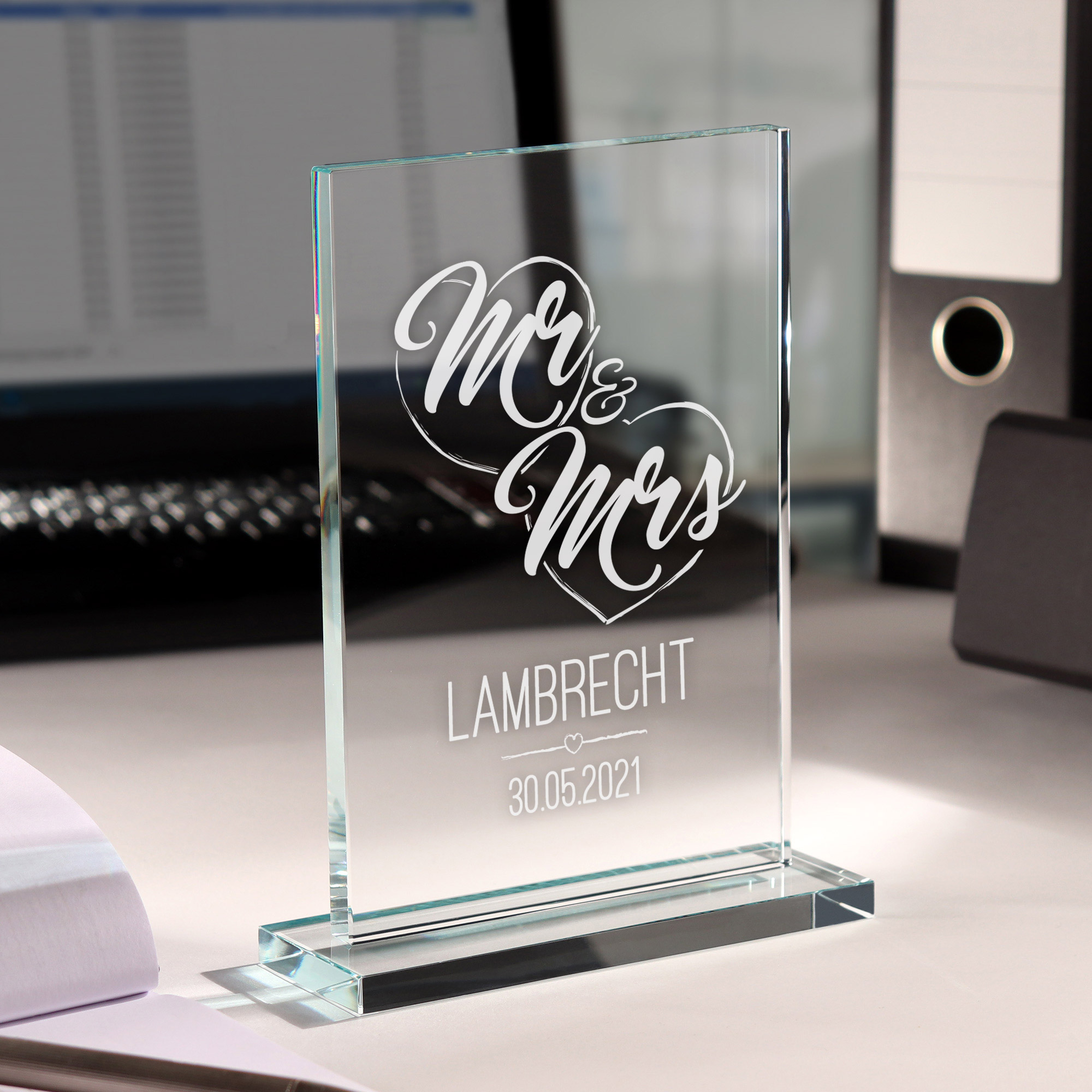Glaspokal - Mr & Mrs - Personalisiert
