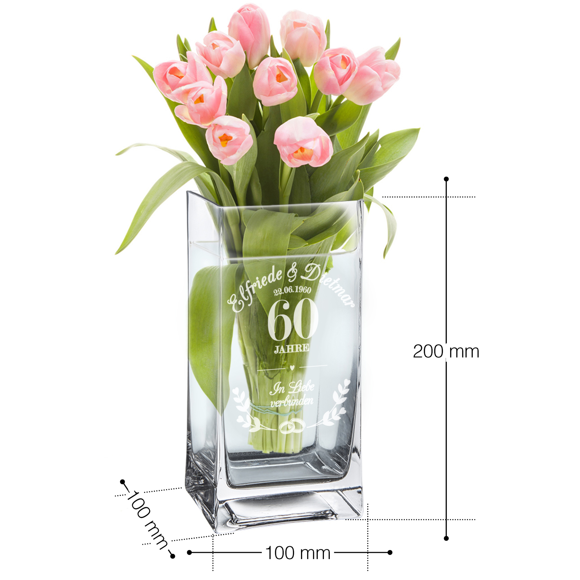 Vase mit Gravur Diamanthochzeit - Personalisiert