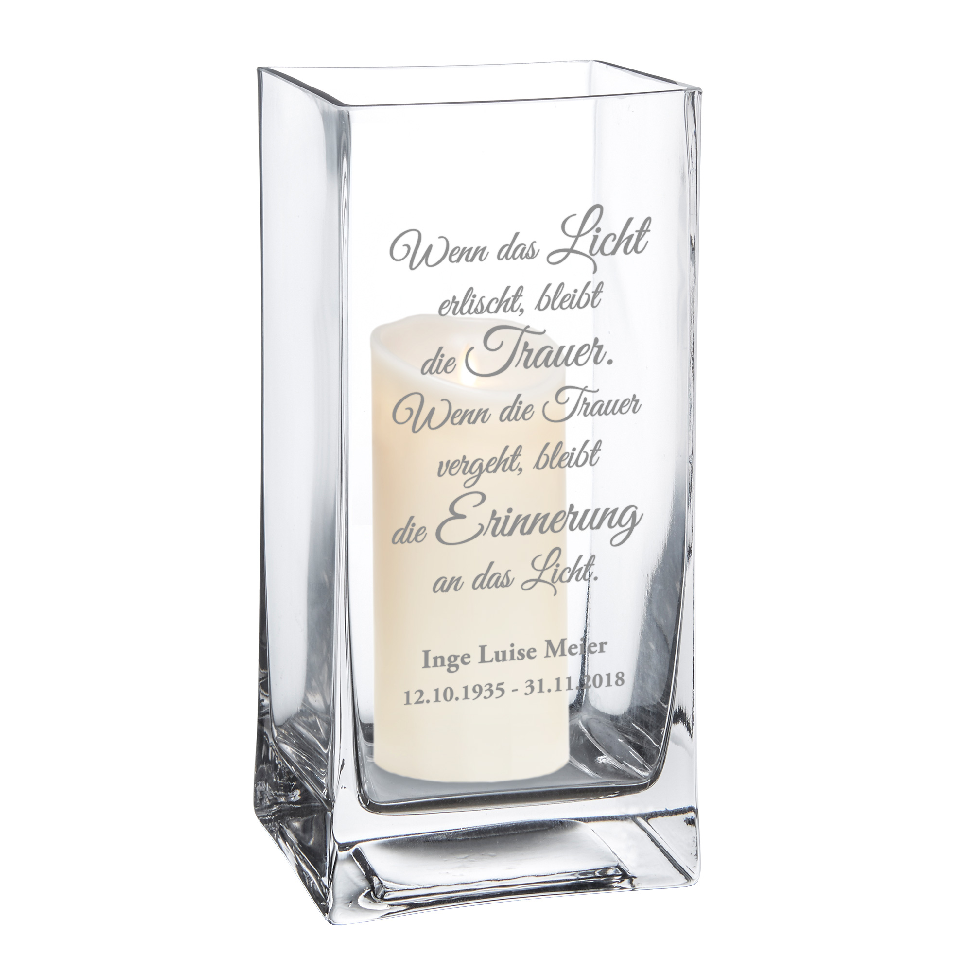 Vase mit Gravur - Trauer - Personalisiert