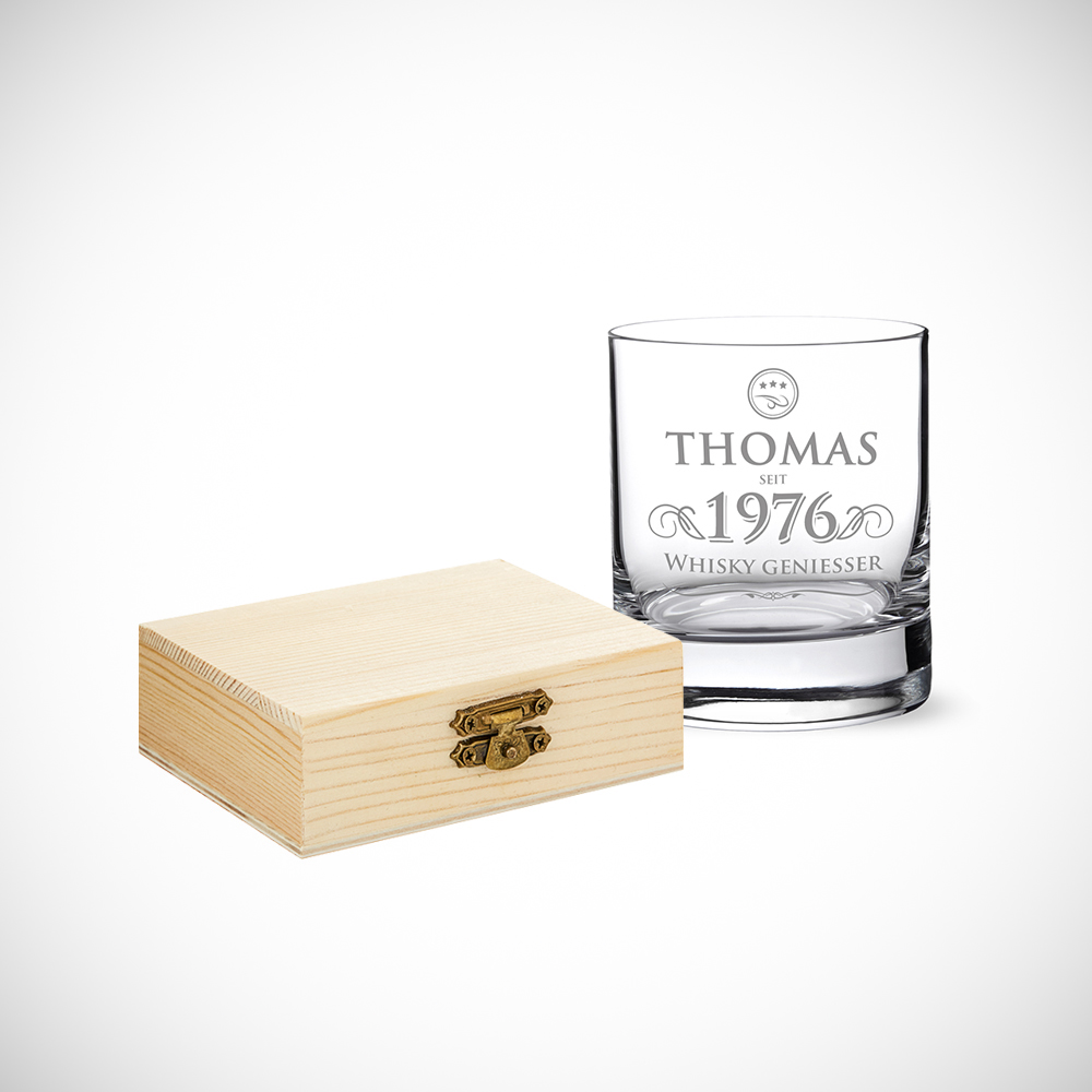 Whiskyset - Whiskysteine und Whiskyglas mit Gravur Elegant