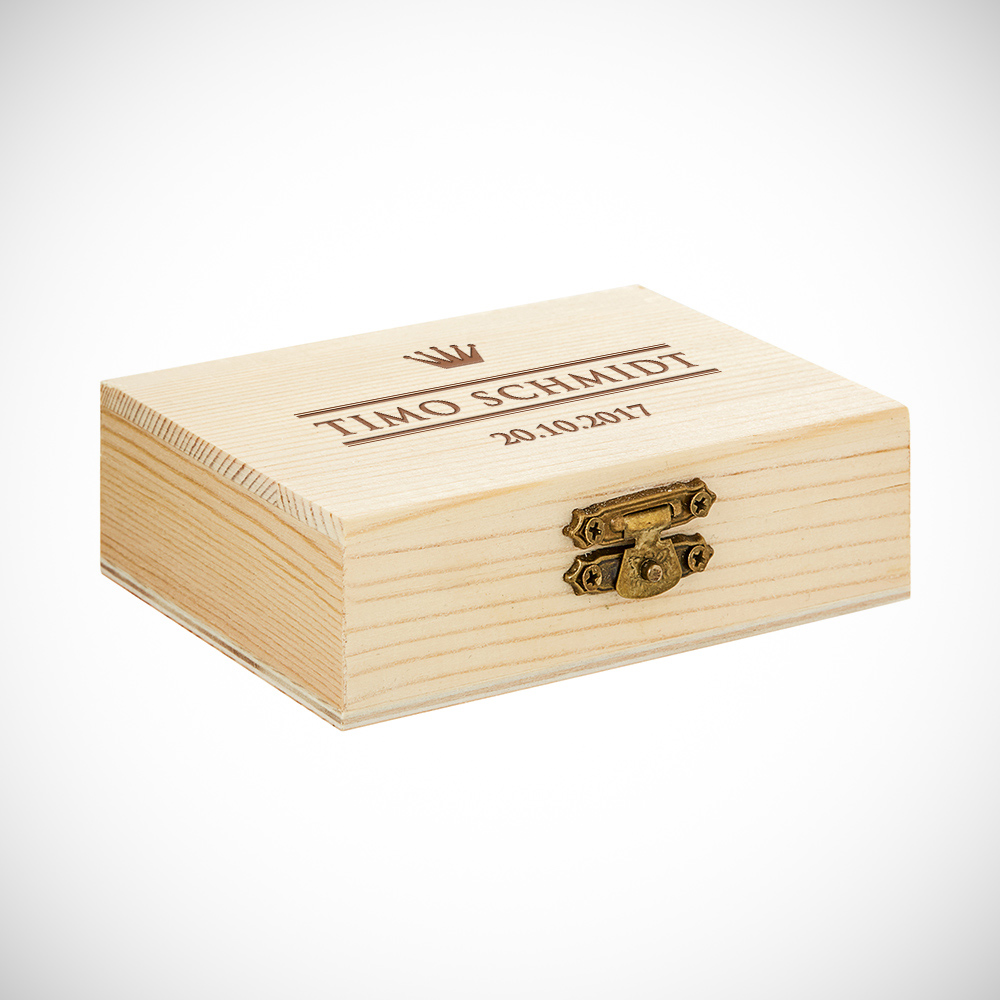 Whiskysteine in edler Holzbox mit Gravur - Royal