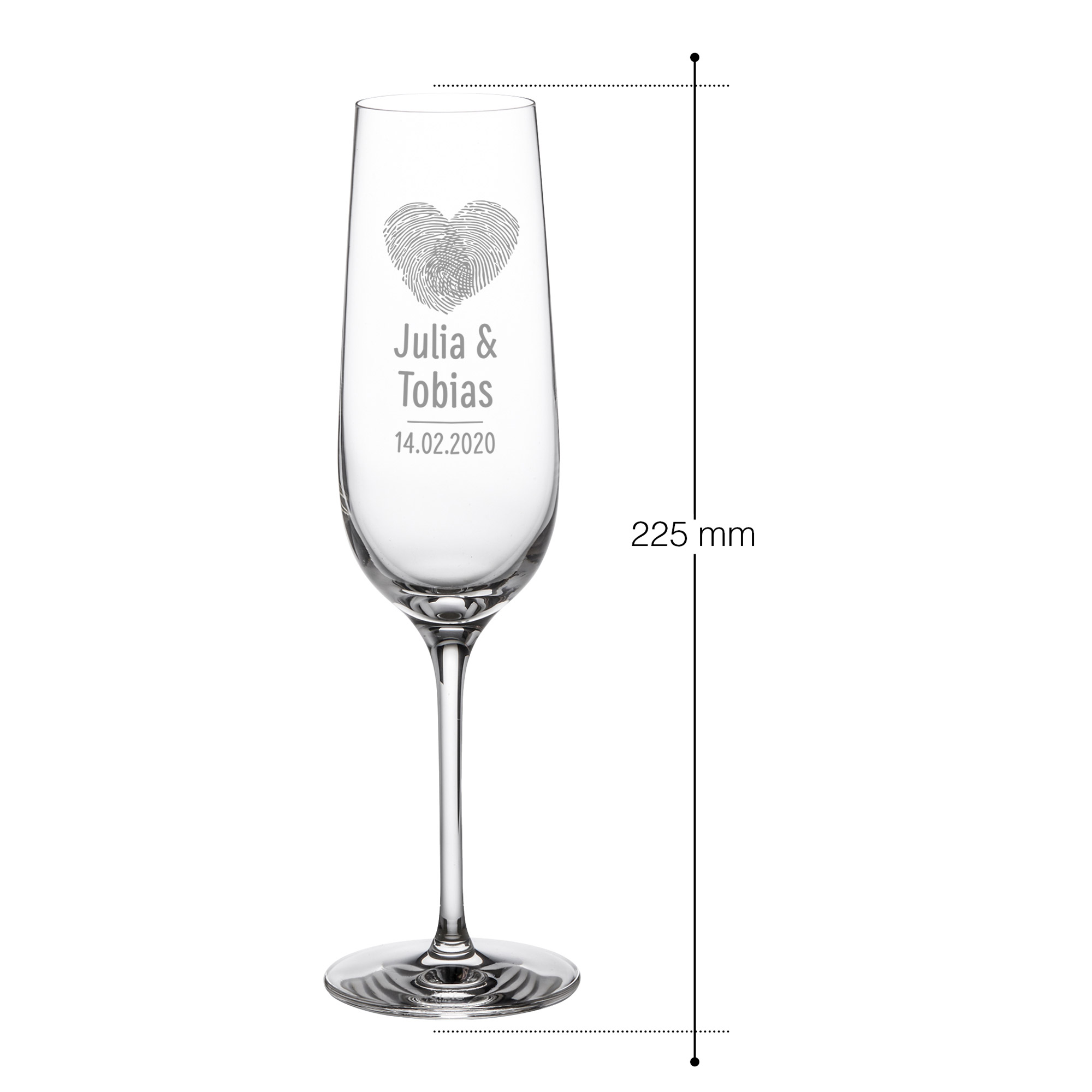 2er Set - Sektglas - Fingerabdruck Herz - Personalisiert