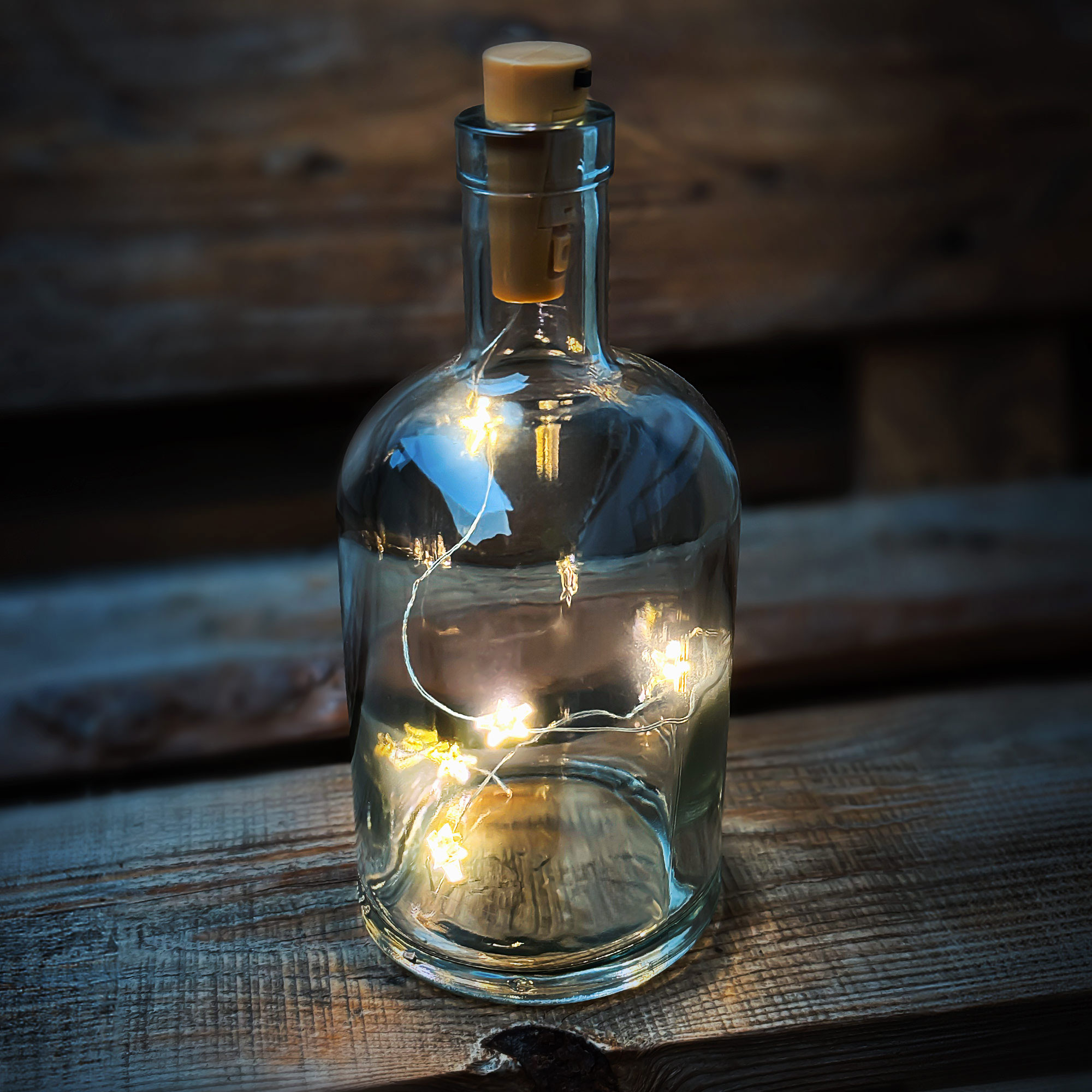 LED Lichterkette für Flaschen - warmweiße Sternen LEDs