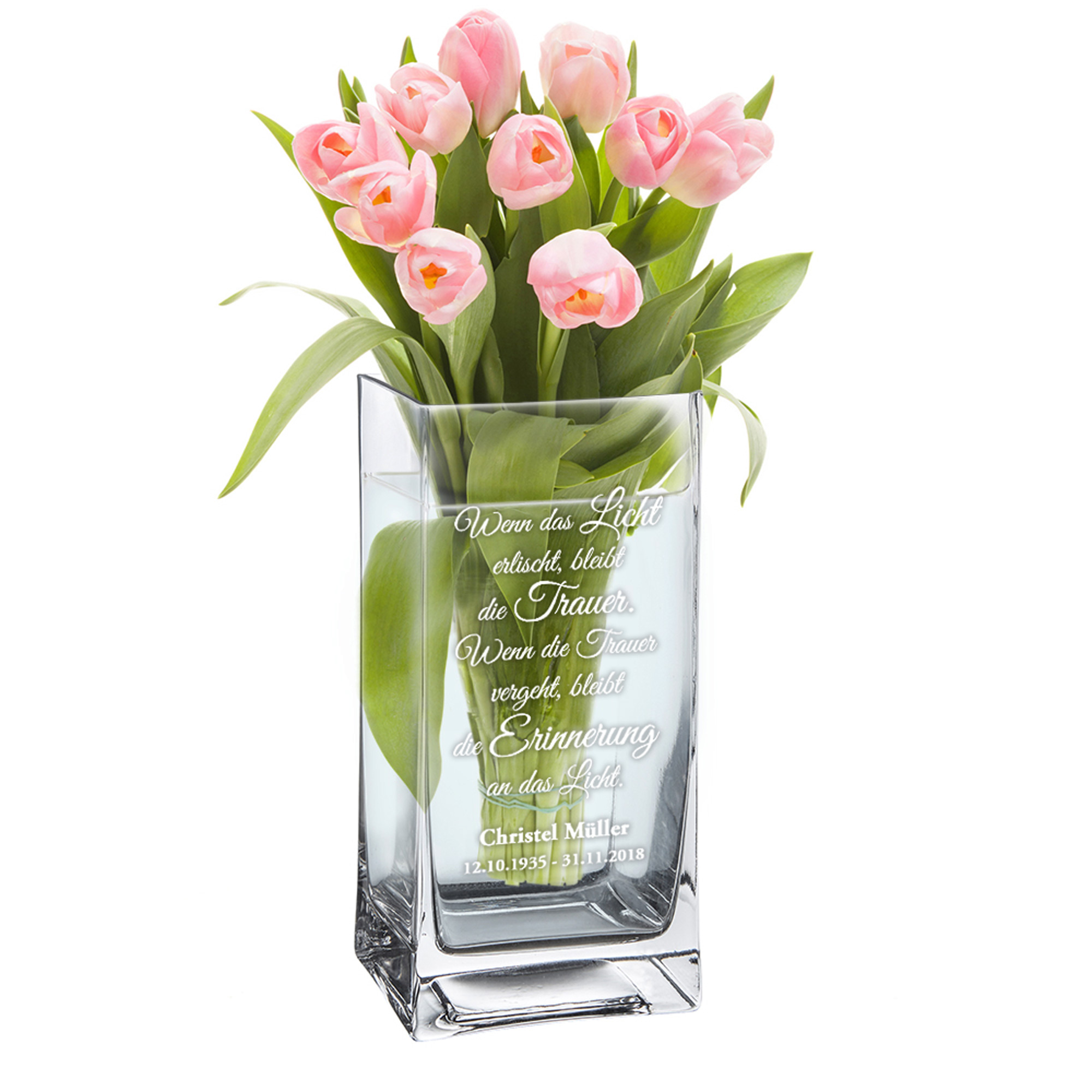 Vase mit Gravur - Trauer - Personalisiert