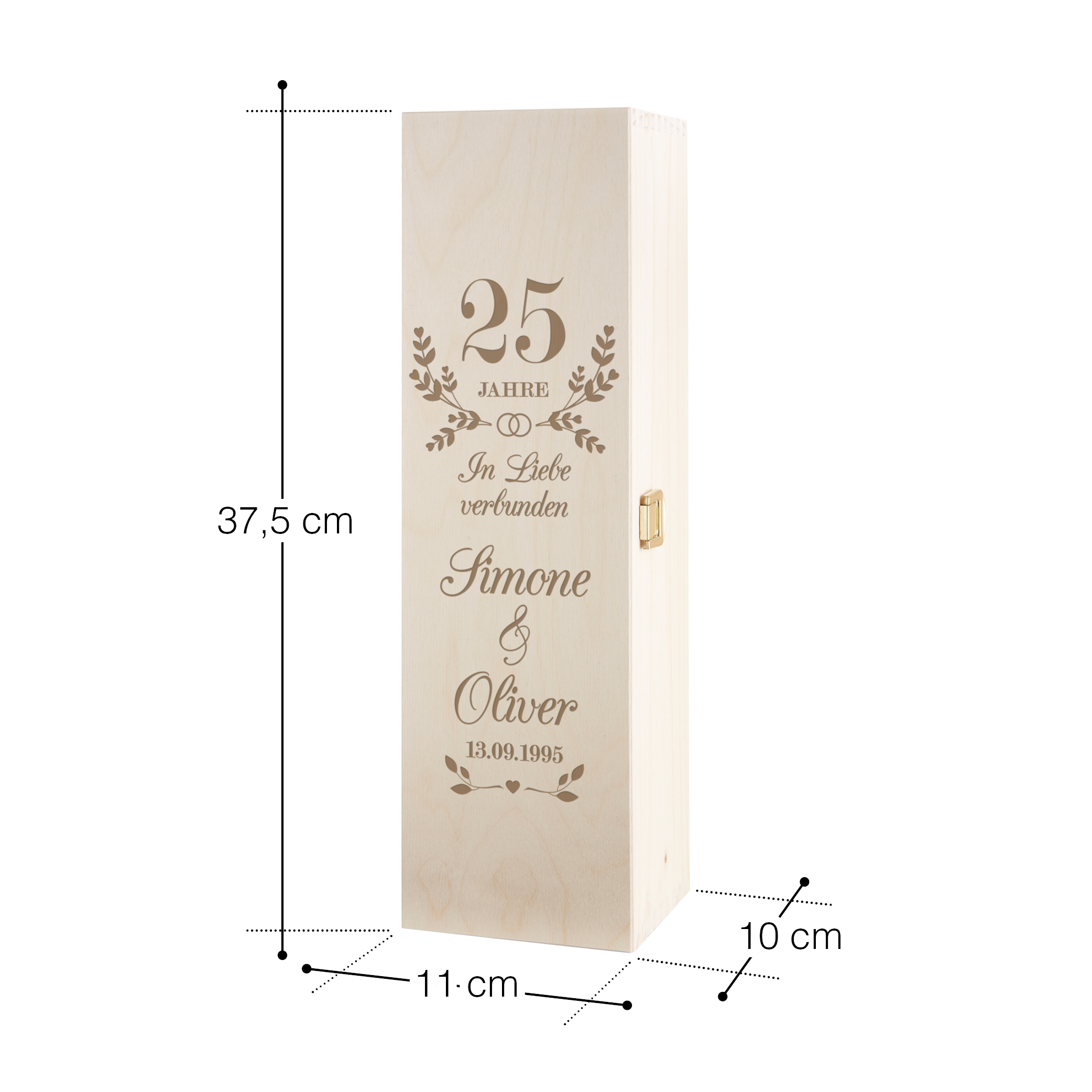 Gravierte Weinkiste zur Silberhochzeit - Personalisiert