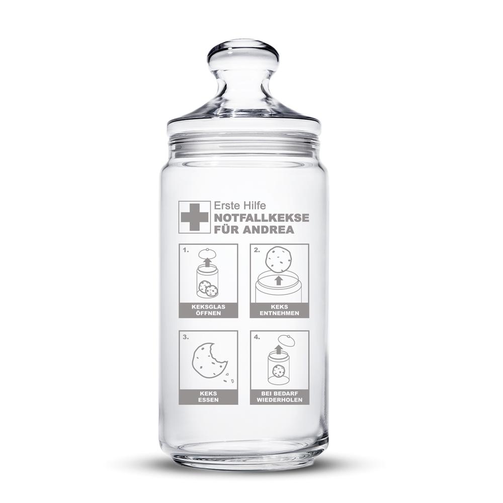 Notfall Keksglas - Personalisiert mit individueller Gravur