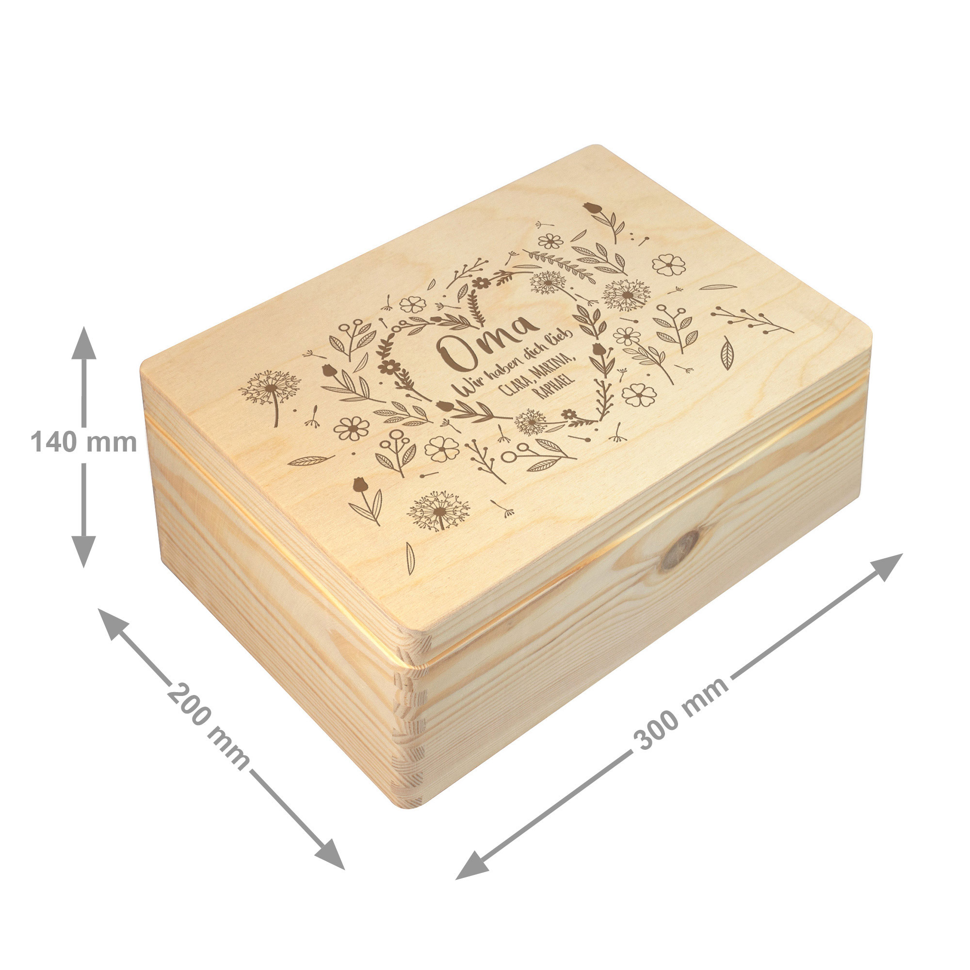 Personalisierte Erinnerungsbox - Blumenherz für Oma