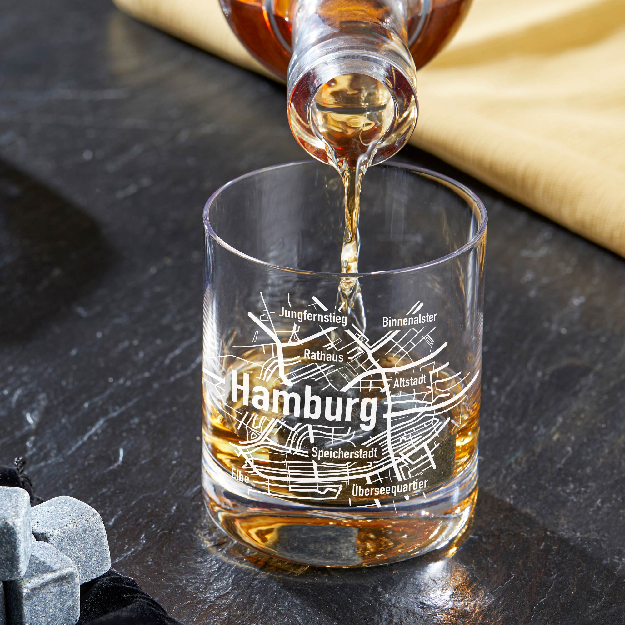 Whiskyglas mit Gravur - Hamburg