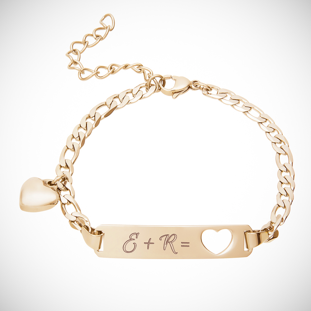 Armband mit Gravur Initialen - Herz - Gold - personalisiert - Gravur Armband