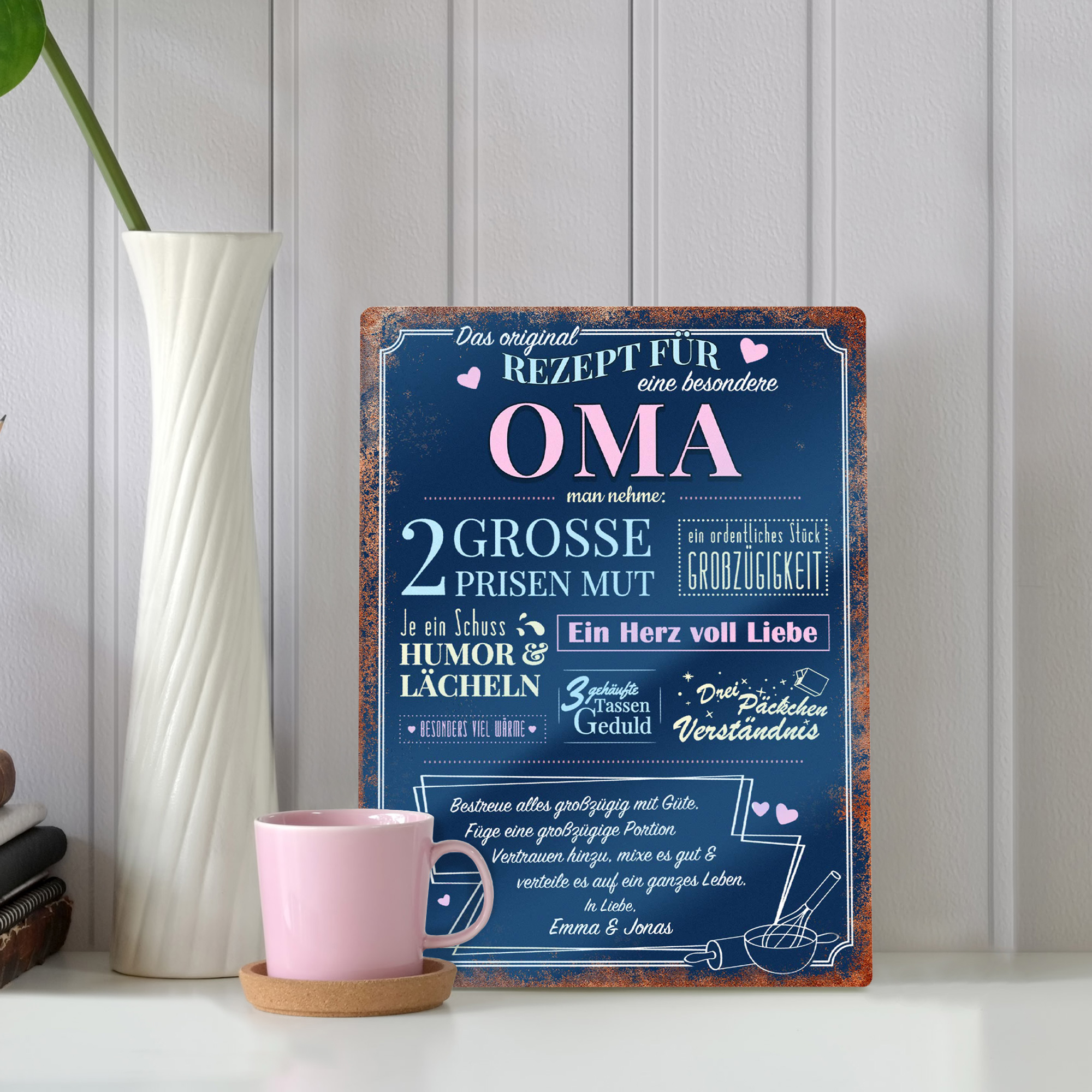 Personalisiertes Wandschild Rezept Oma  - Onlineshop Gravado